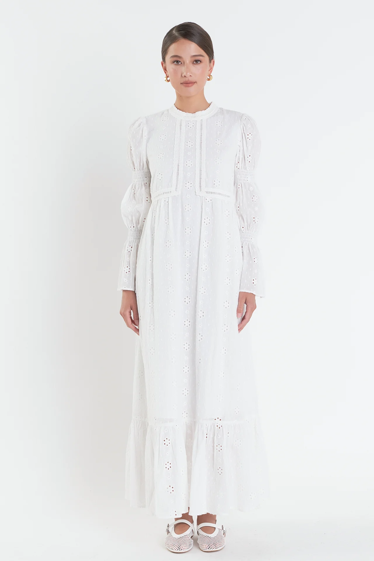 Embroidered Swiss Dot Maxi Dress - Image 9