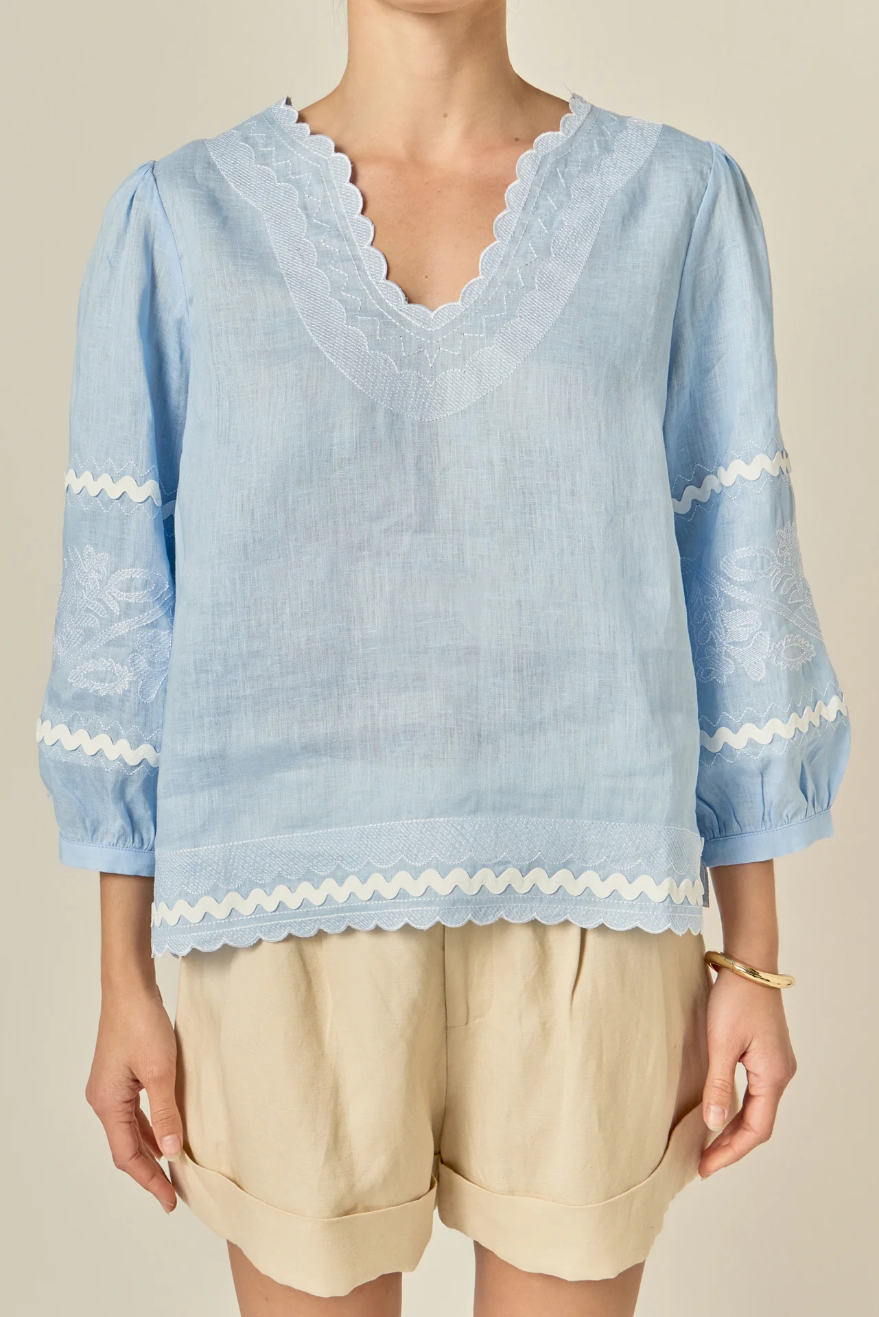 Elise Embroidered Linen Top - Image 2
