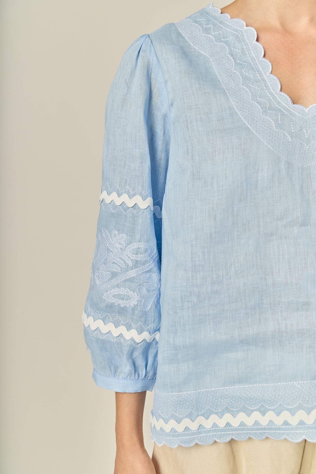 Elise Embroidered Linen Top - Image 3