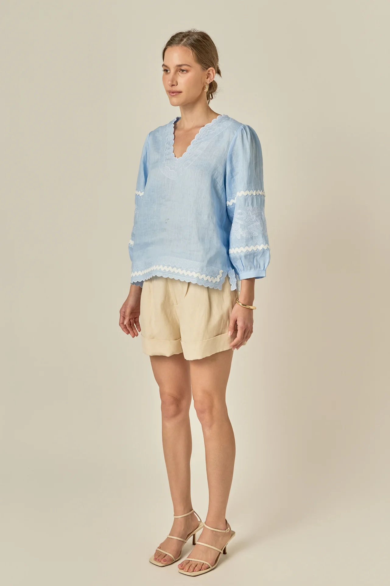 Elise Embroidered Linen Top - Image 4