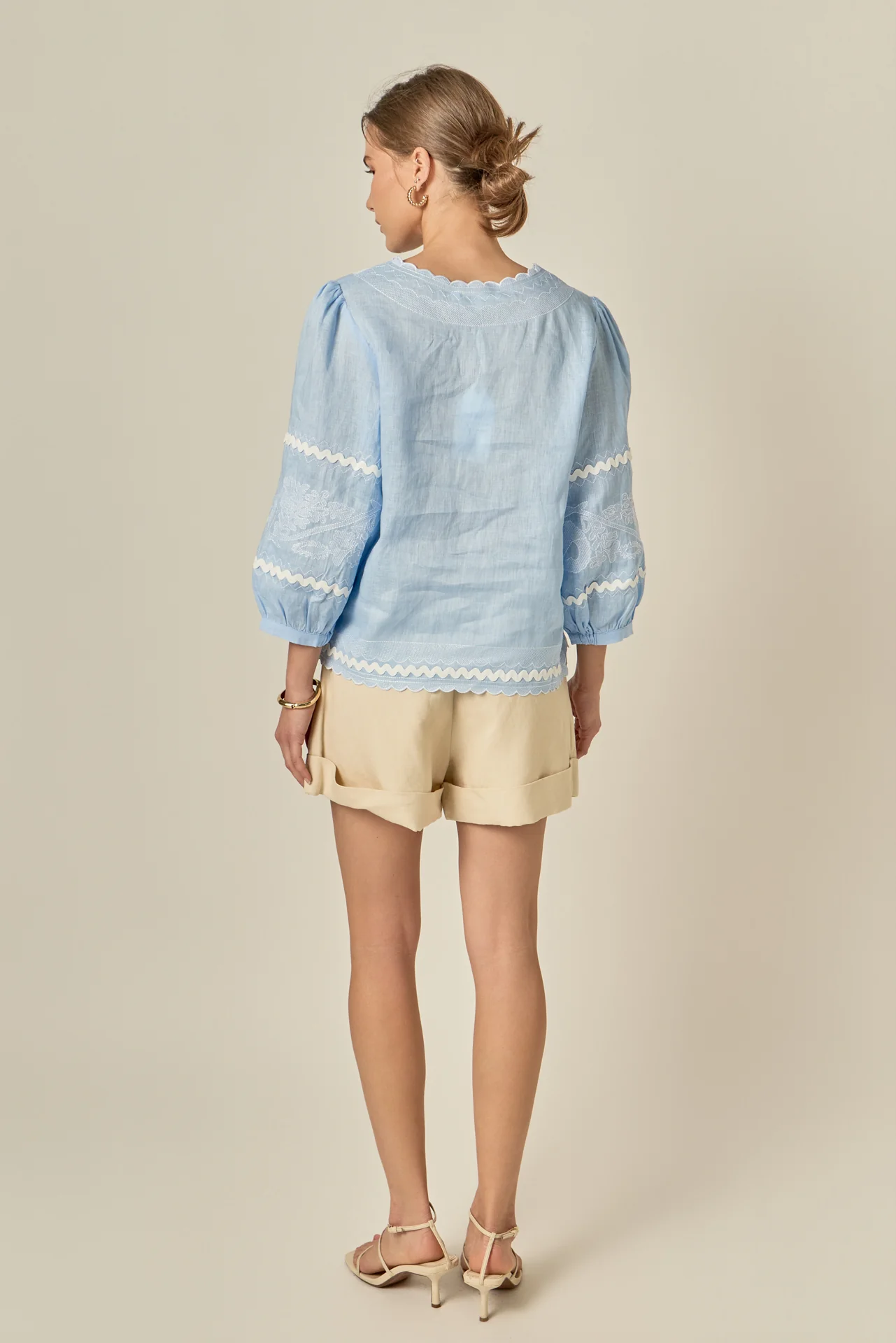 Elise Embroidered Linen Top - Image 5