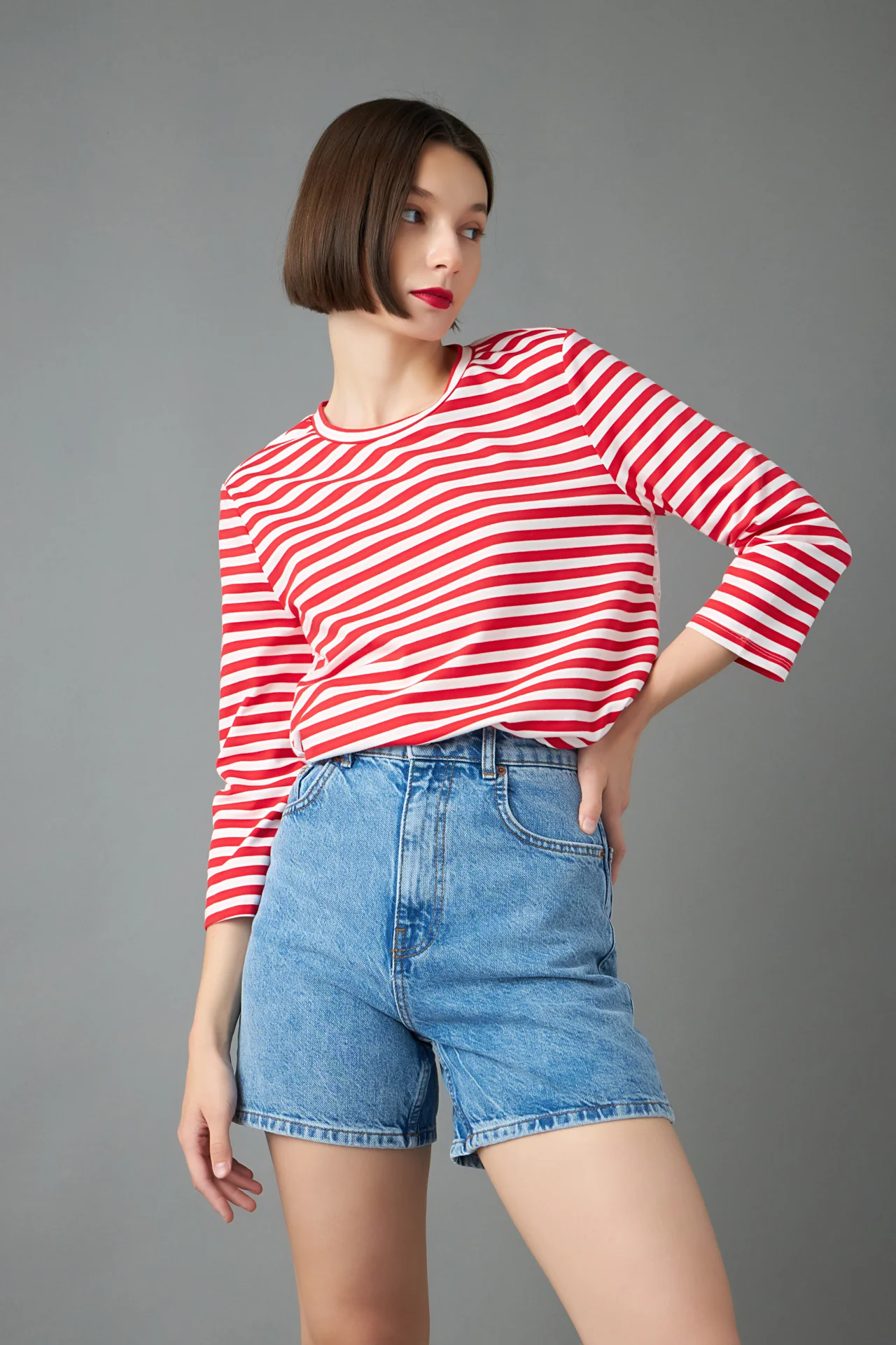 Eyelet Combo Striped Top - Image 5
