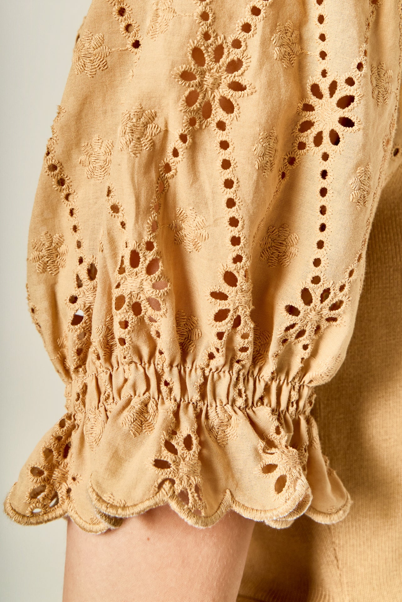 Eyelet Mixed Media Knit Top - Image 3