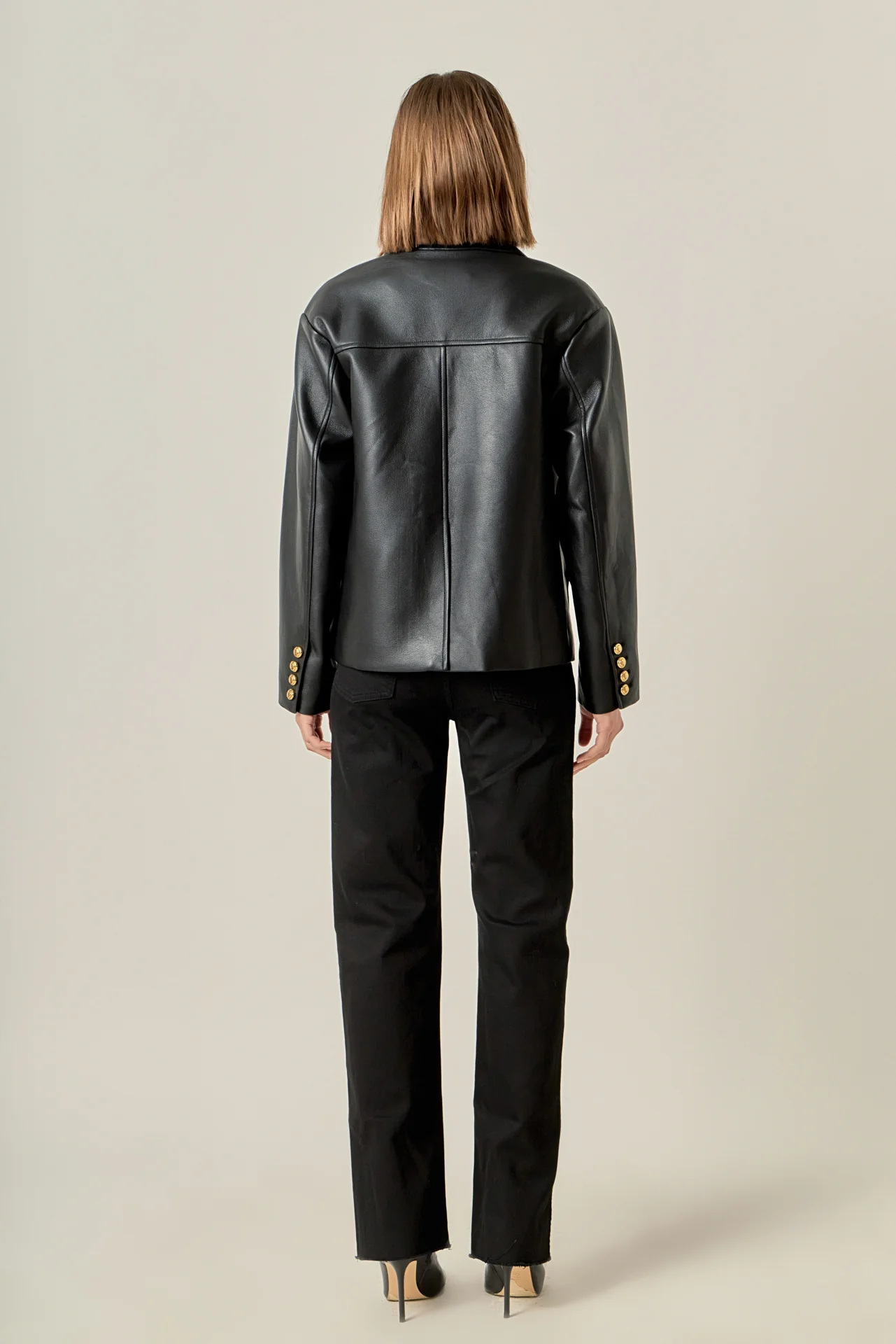 Faux Leather Drop Shoulder Jacket - Image 4