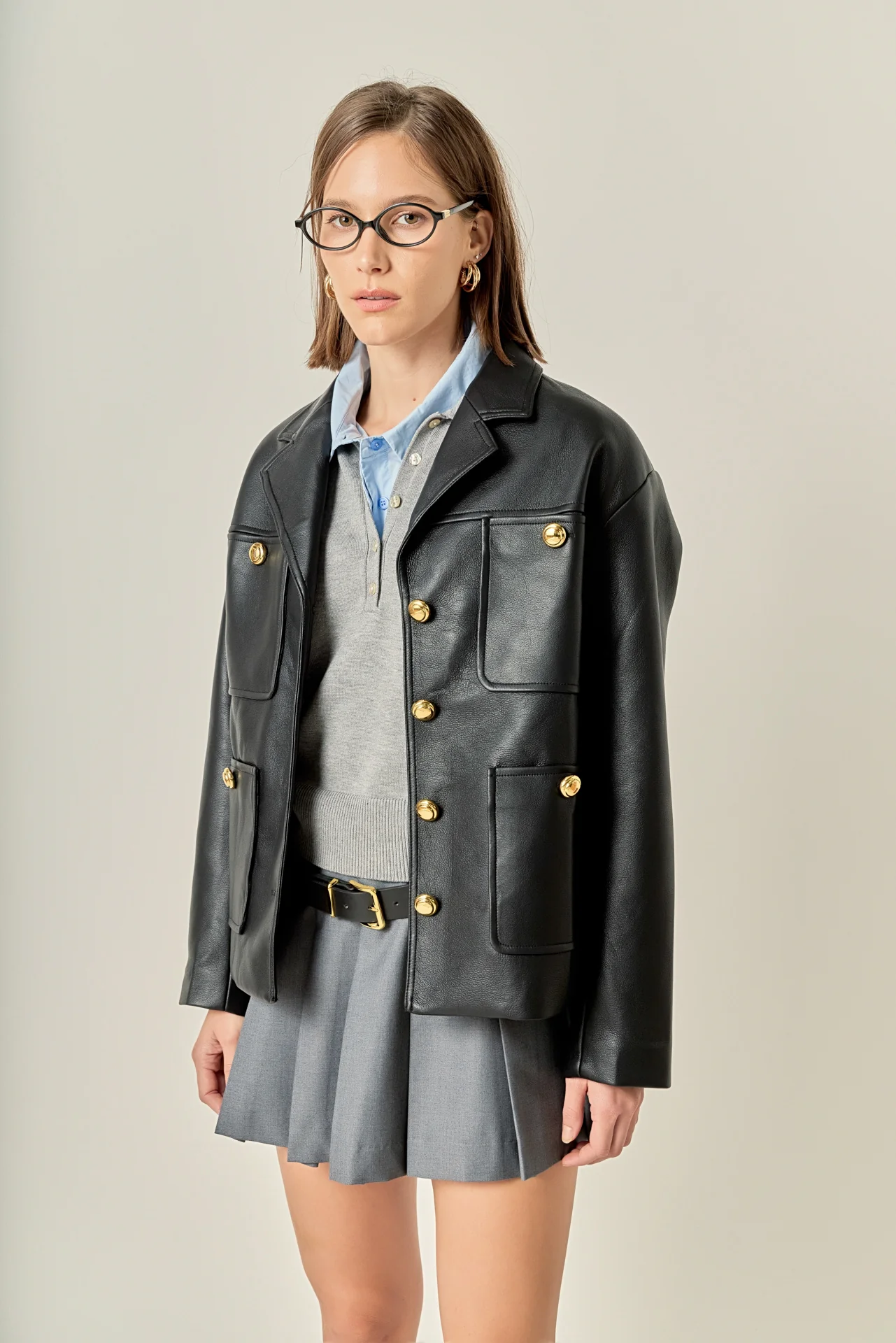 Faux Leather Drop Shoulder Jacket - Image 6
