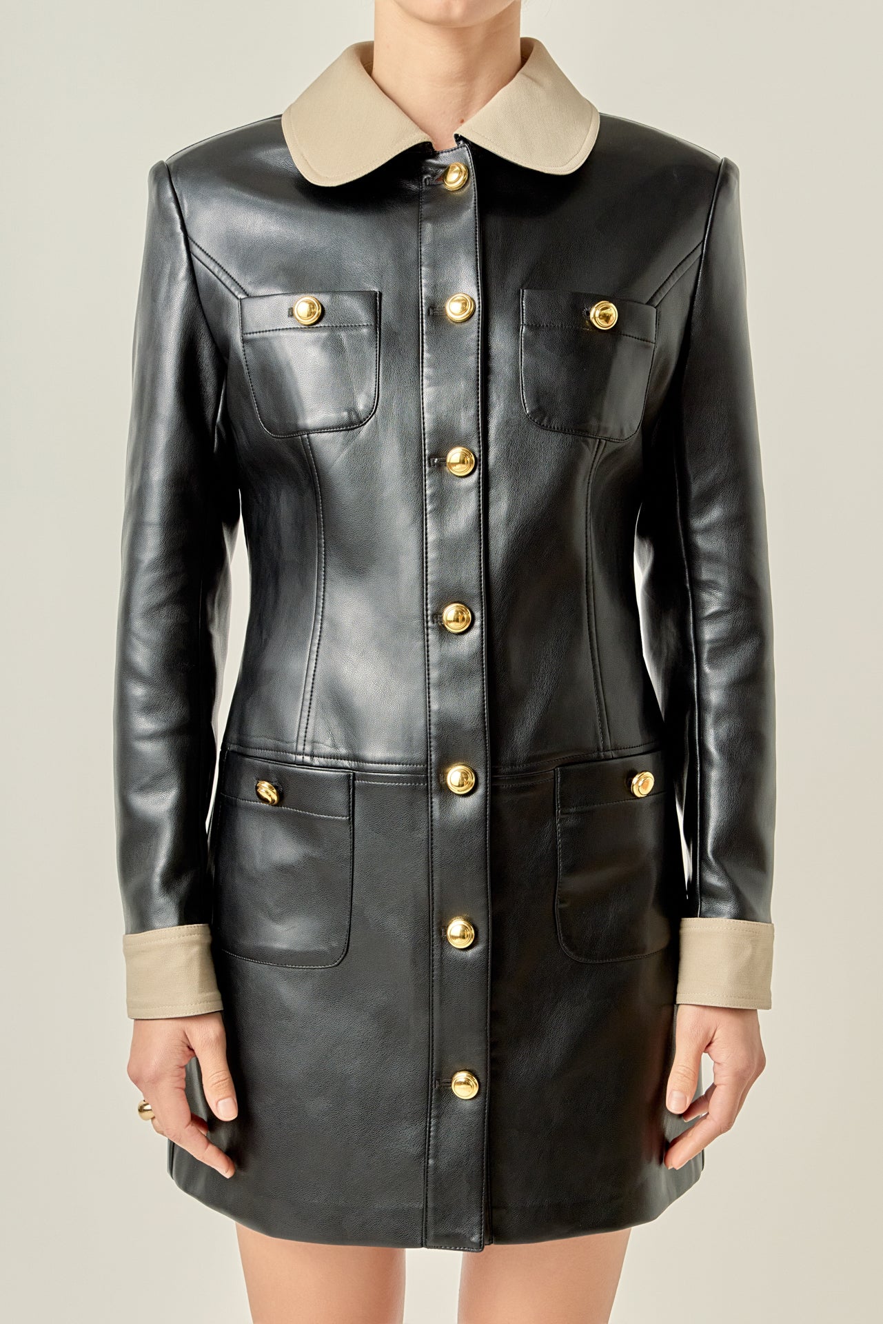 Victoria Faux Leather Mini Dress - Image 2