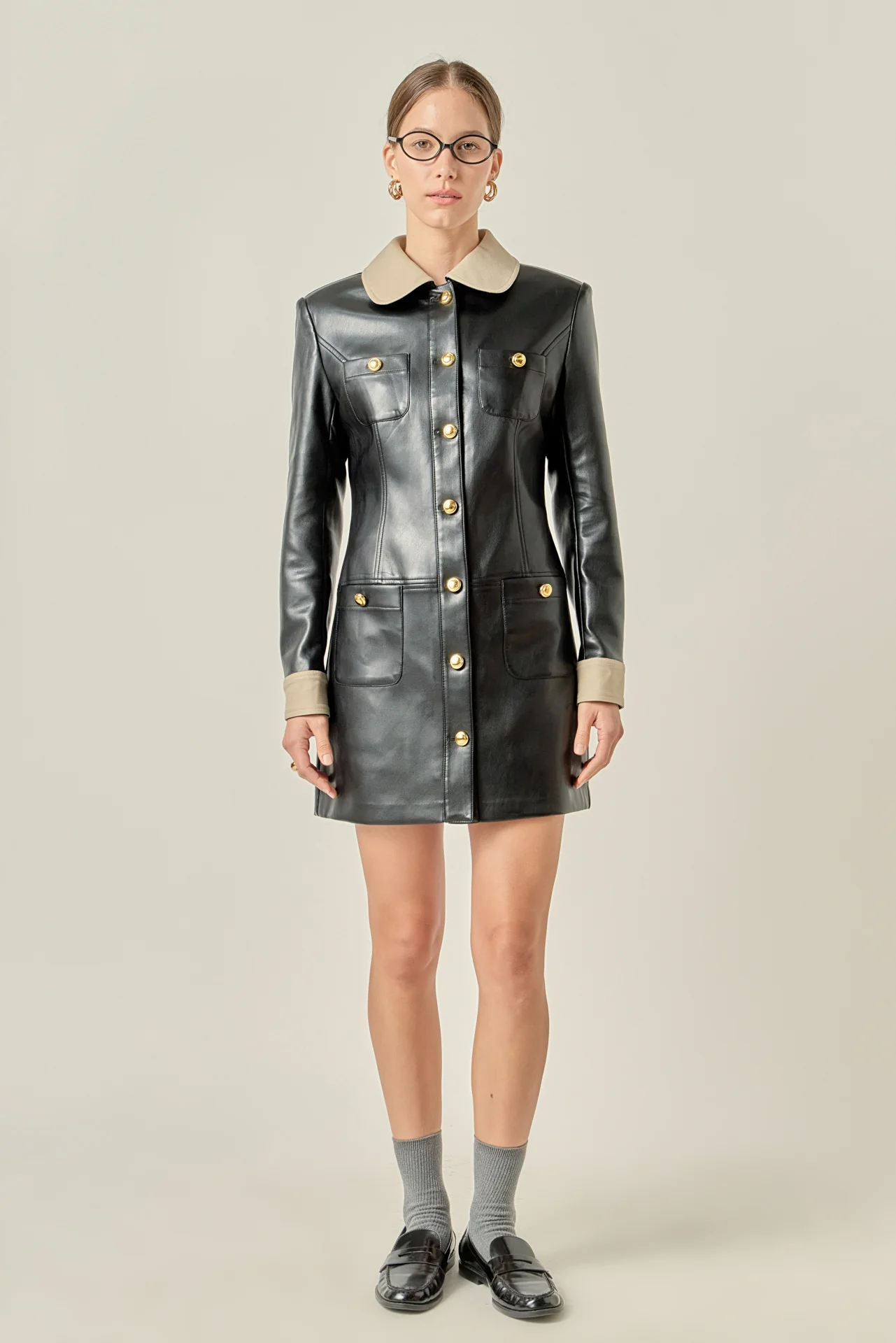 Victoria Faux Leather Mini Dress - Image 3