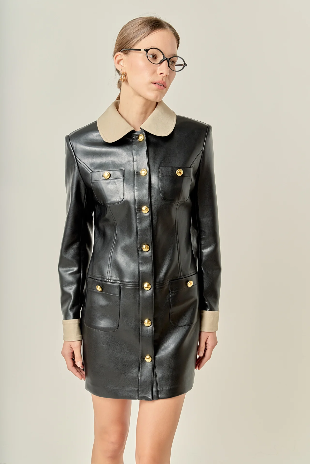 Victoria Faux Leather Mini Dress - Image 5