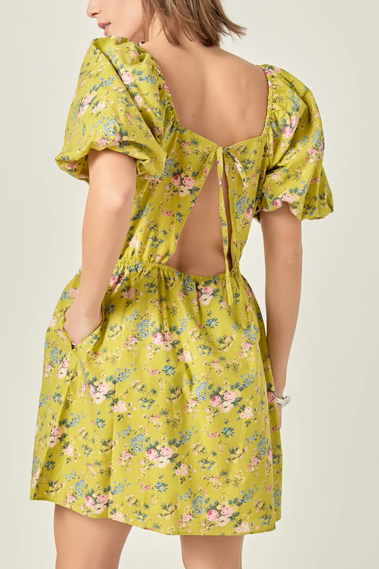 Floral Back Cutout Mini Dress - Image 2