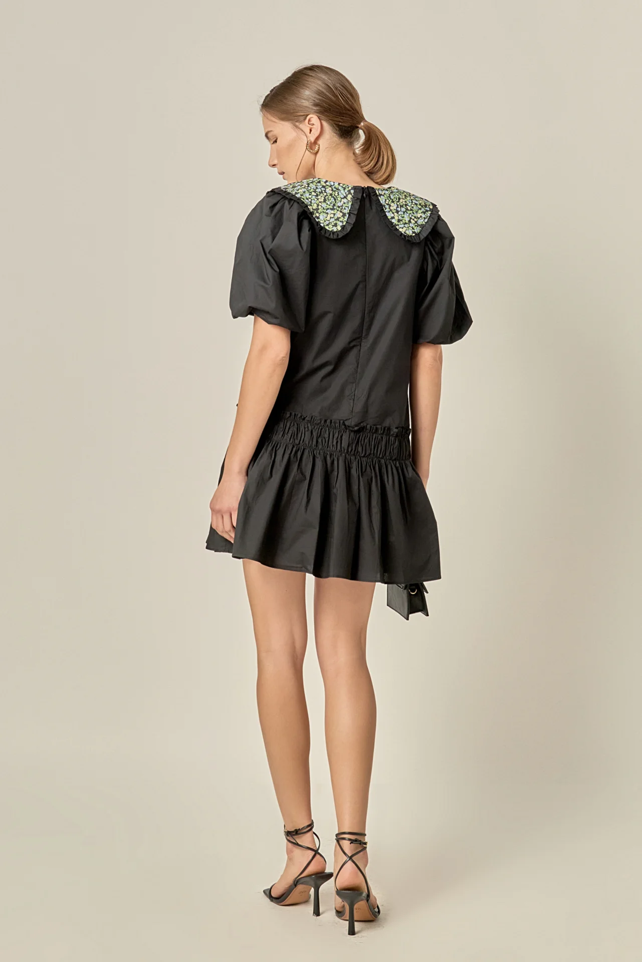 Floral Collar Detail Mini Dress - Image 5
