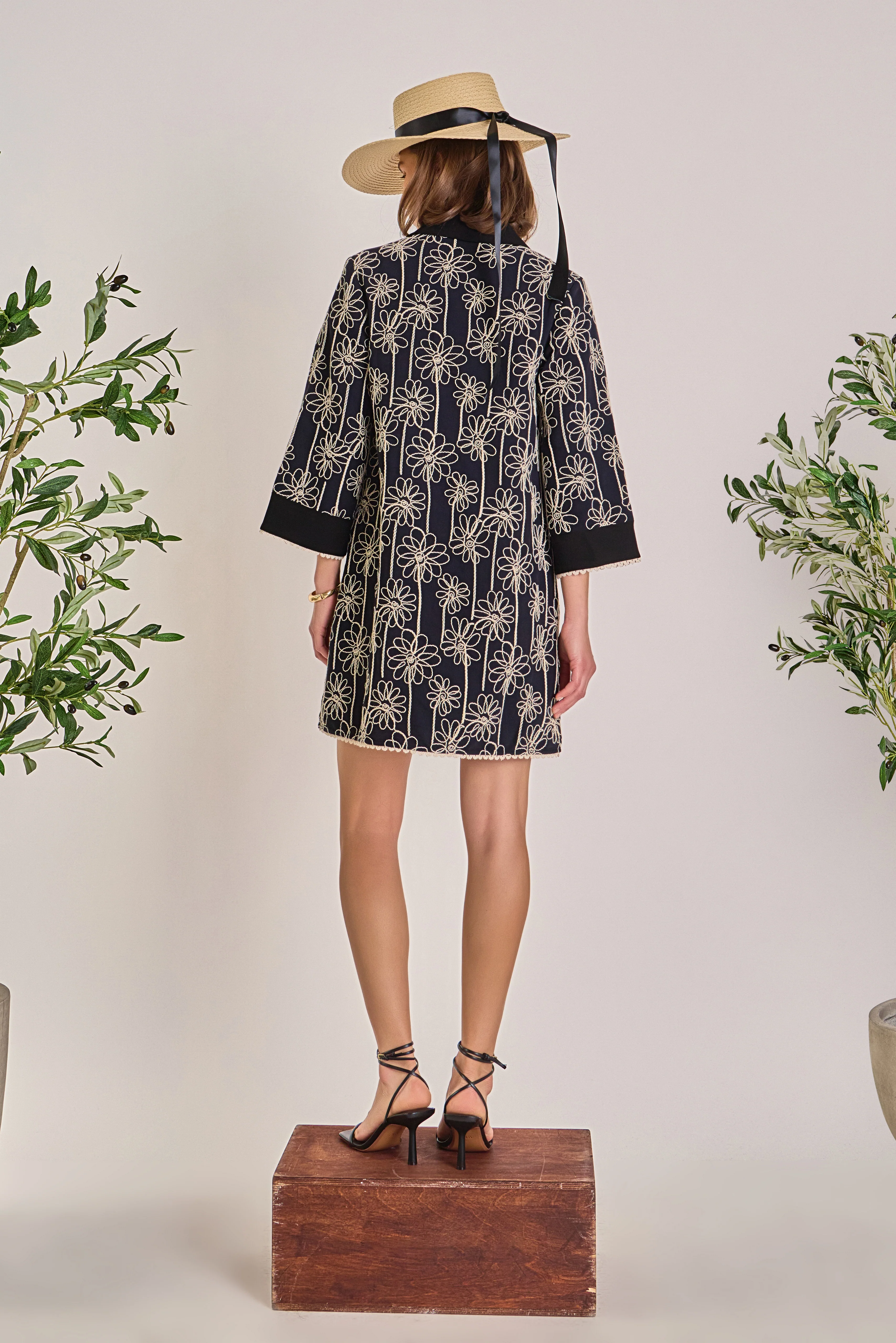 Floral Embroidered Collar Mini Dress - Image 5
