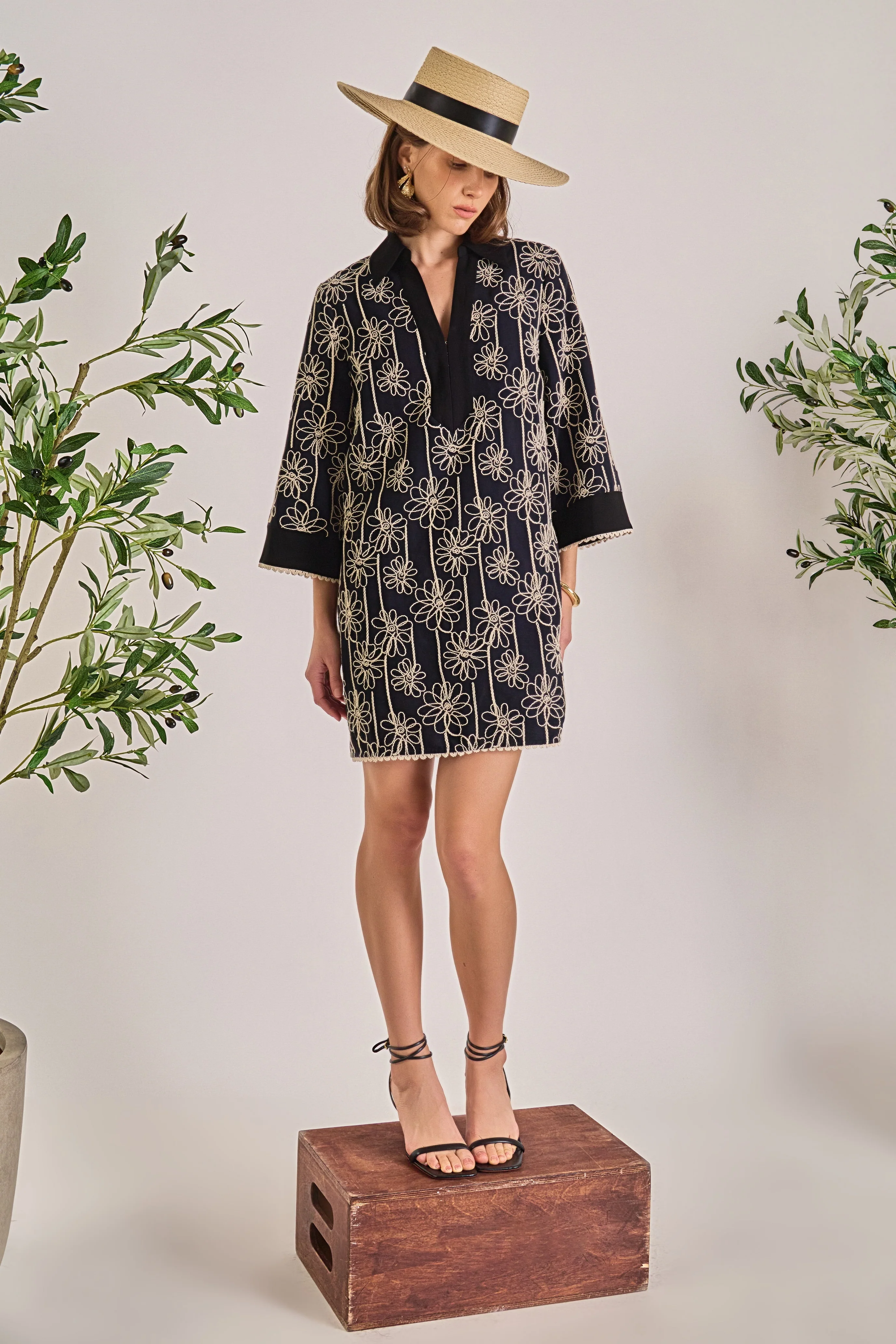 Floral Embroidered Collar Mini Dress - Image 6