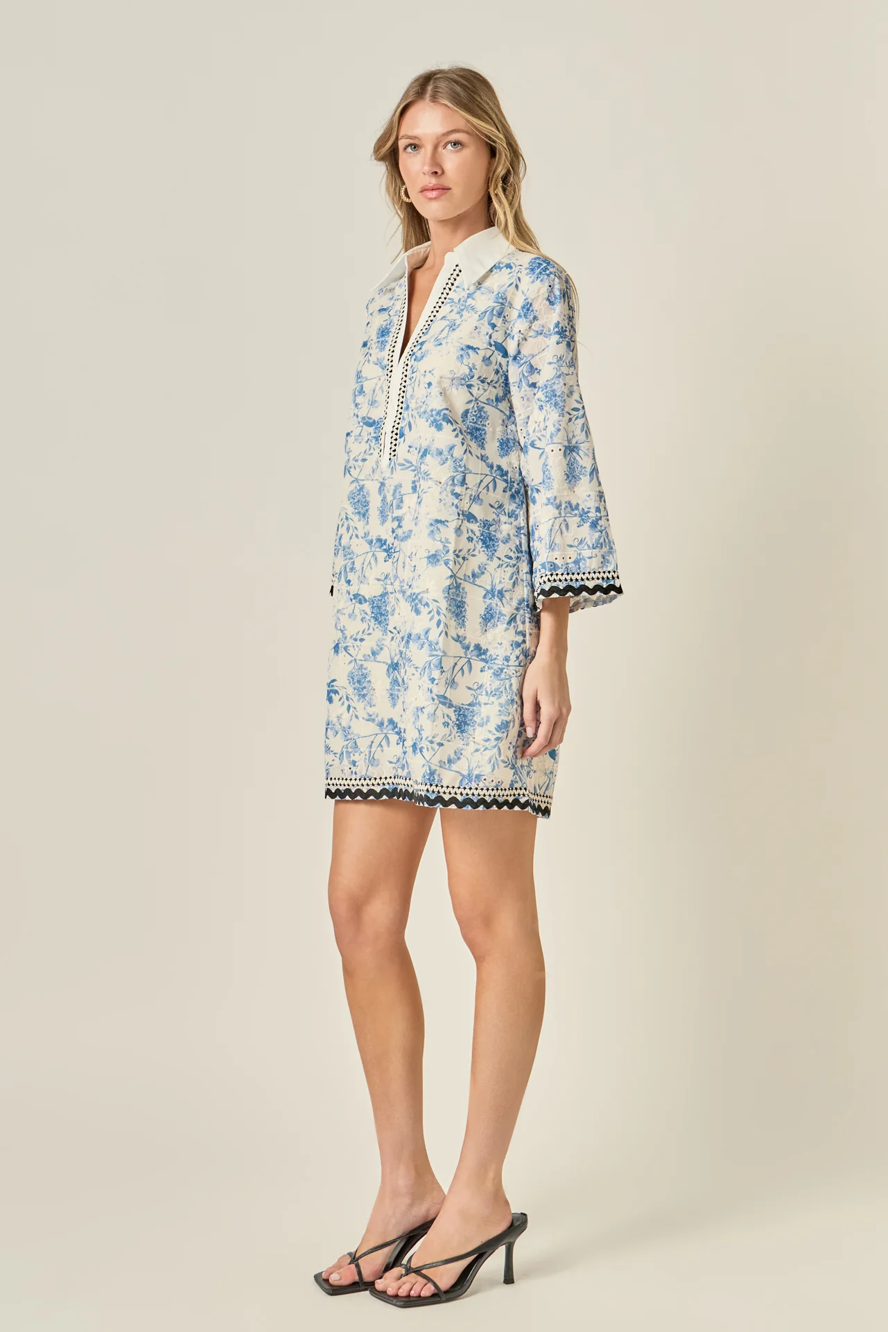Floral Embroidery Mini Dress - Image 3