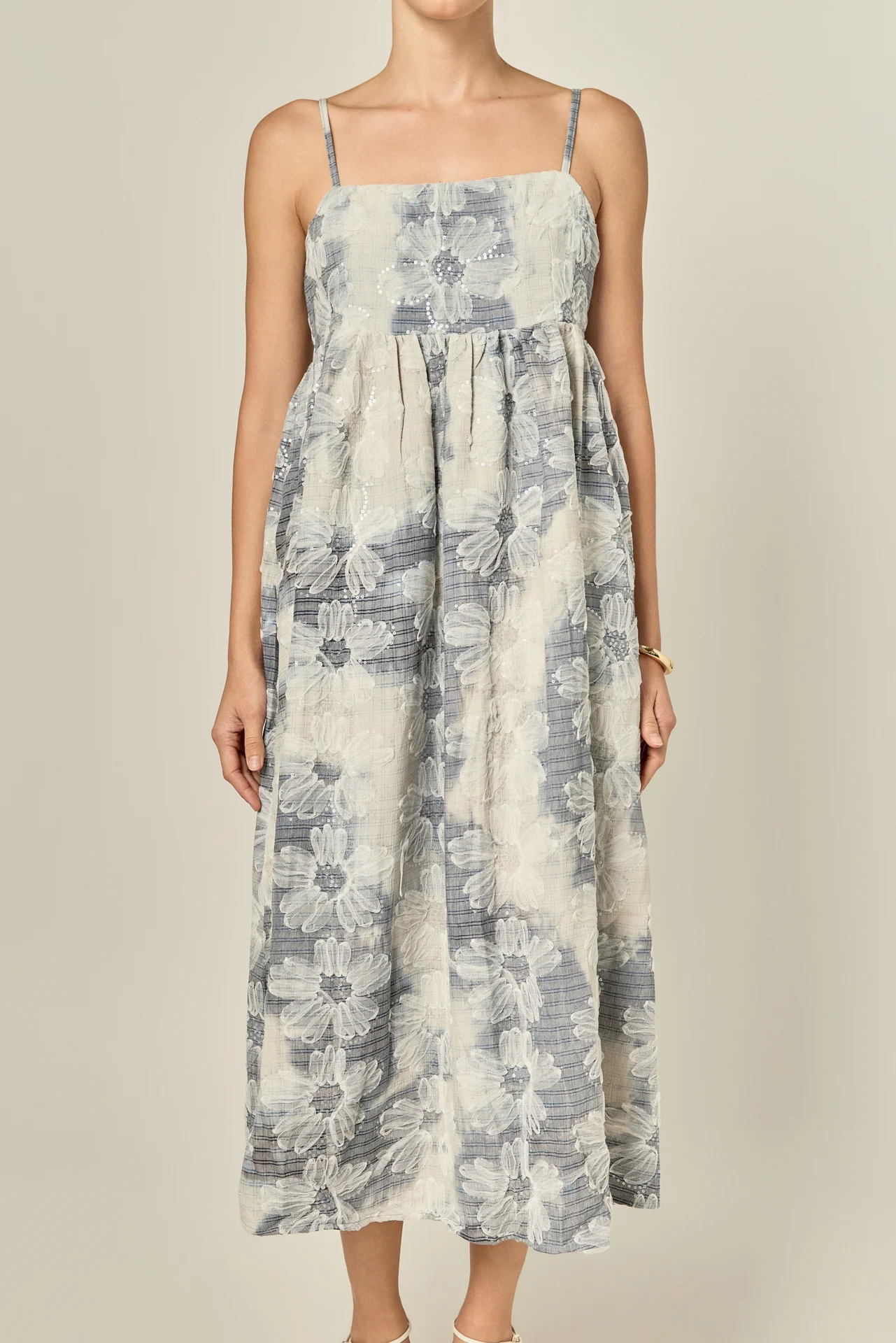 Floral Embroidery Sleeveless Midi Dress - Image 2
