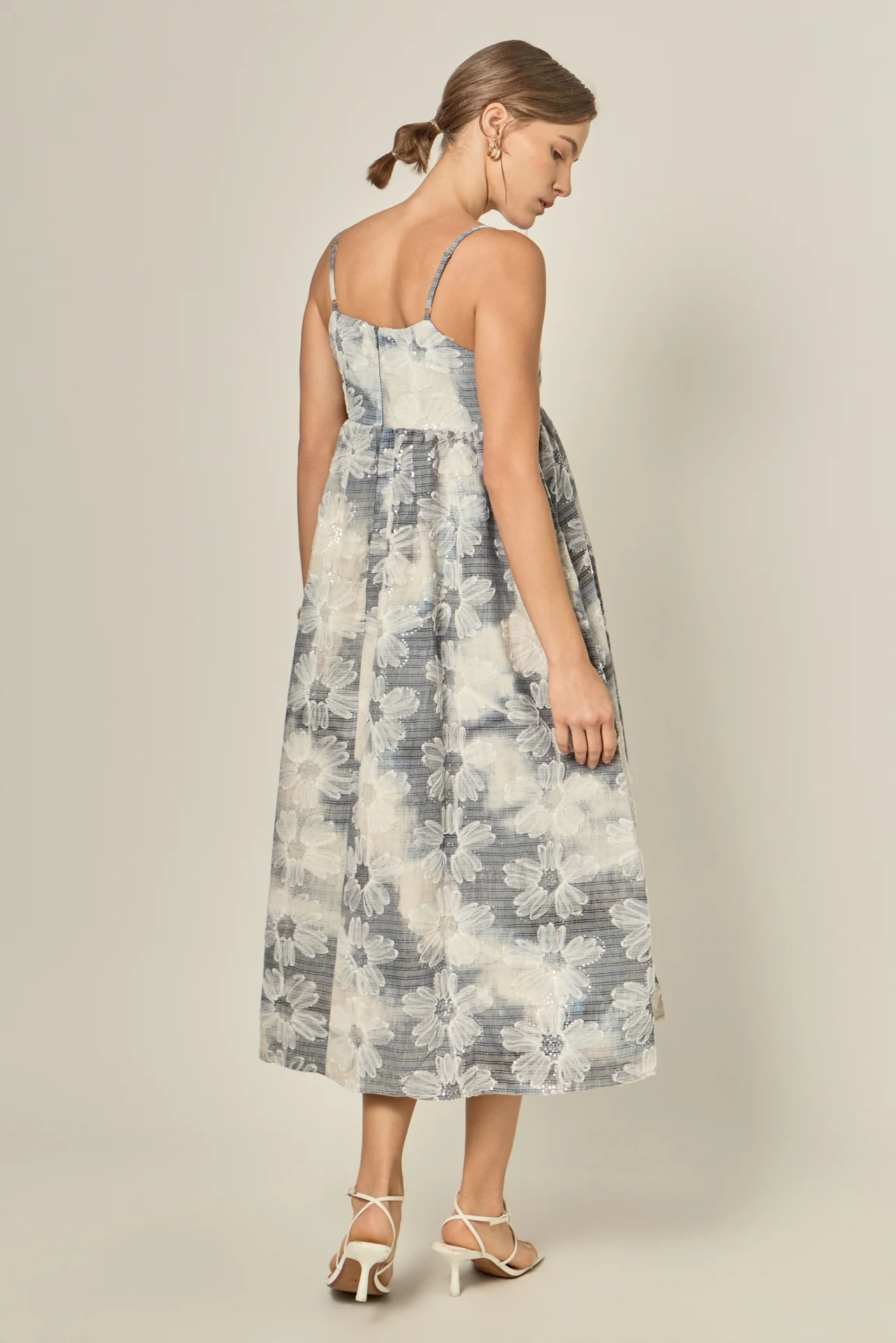 Floral Embroidery Sleeveless Midi Dress - Image 5