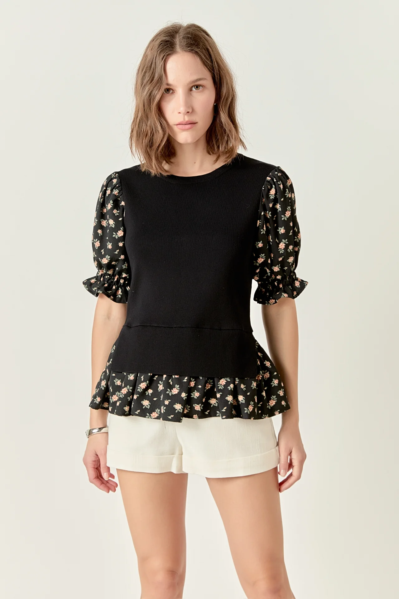 Floral Mixed Knit Top - Image 5