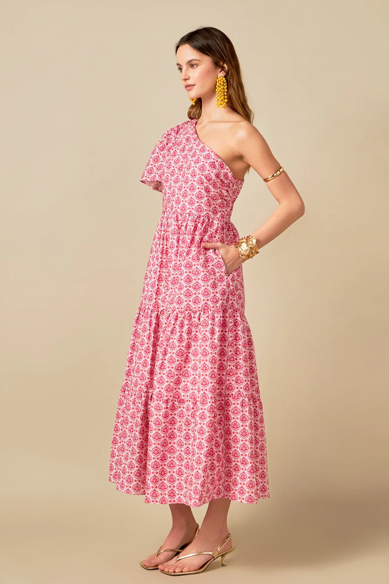 Floral One Shoulder Maxi Dress - Image 3
