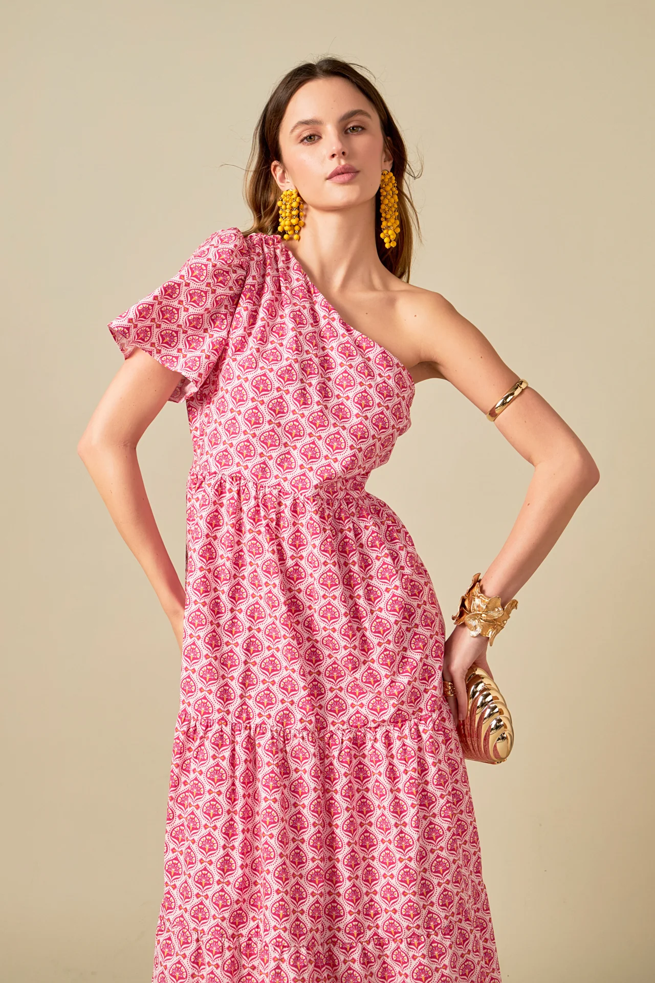 Floral One Shoulder Maxi Dress - Image 5