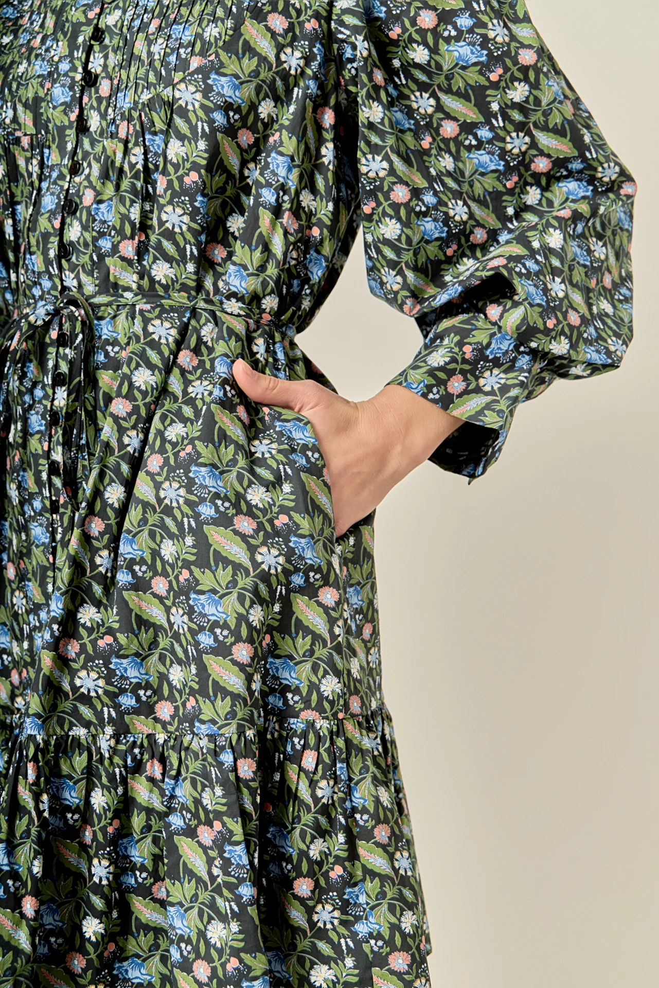 Floral Print Pintuck Smock Mini Dress - Image 3