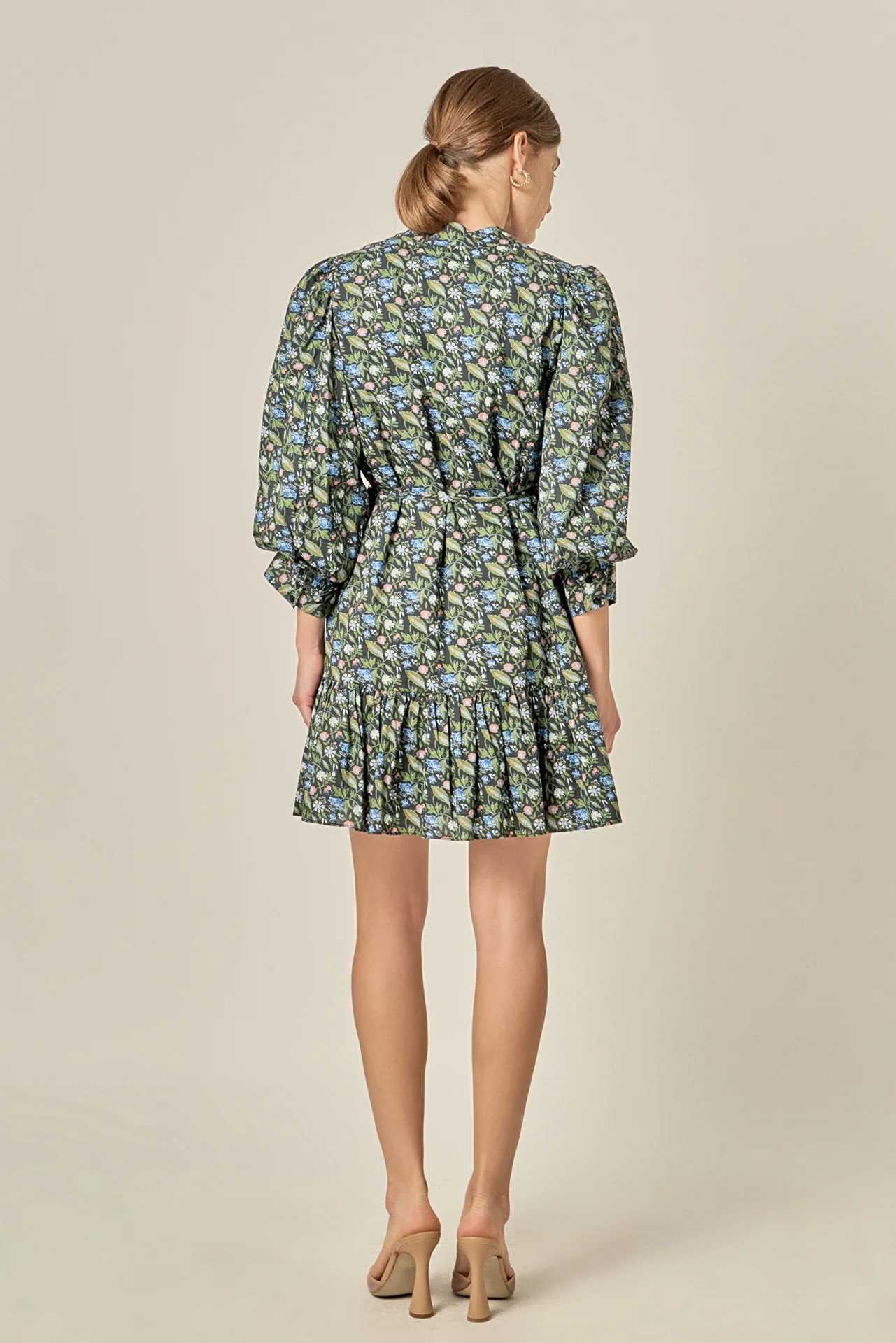 Floral Print Pintuck Smock Mini Dress - Image 4