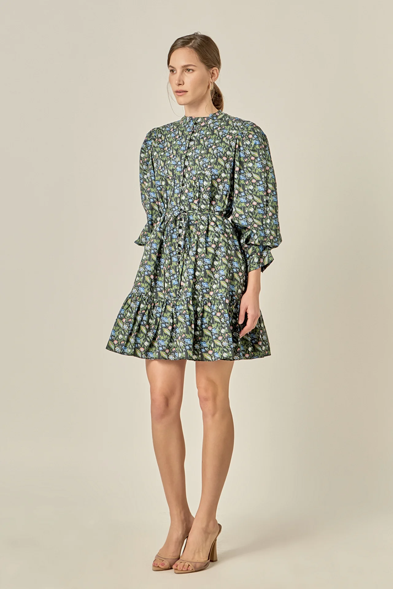Floral Print Pintuck Smock Mini Dress - Image 5