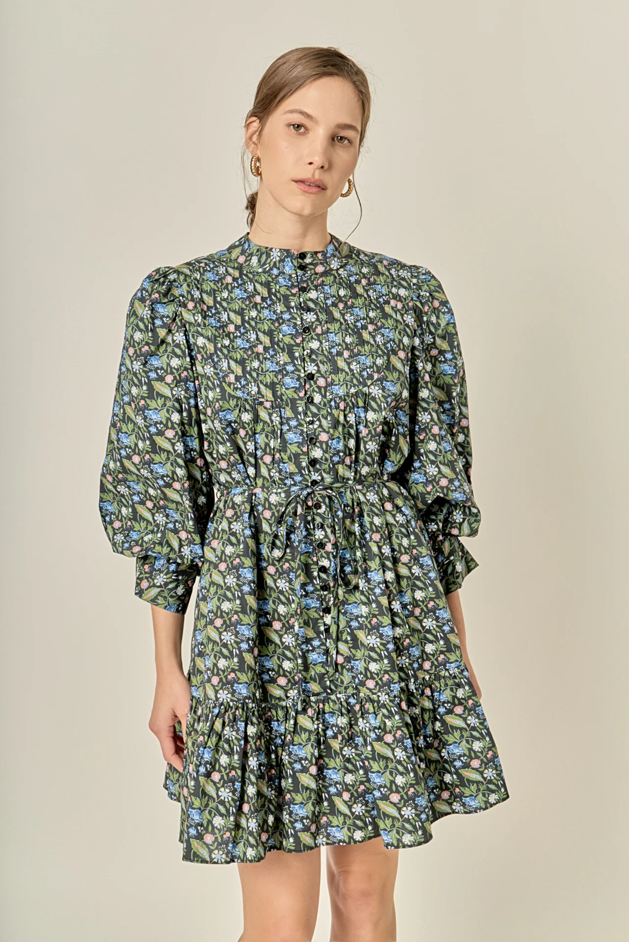 Floral Print Pintuck Smock Mini Dress - Image 6