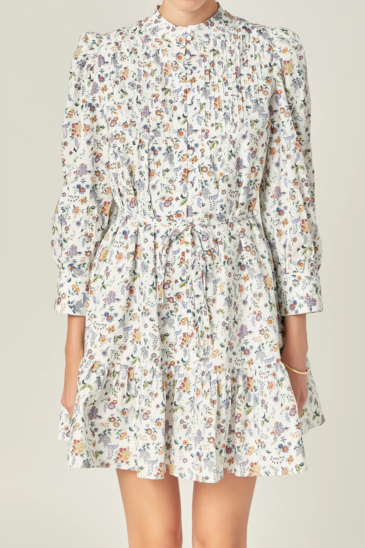 Floral Print Pintuck Smock Mini Dress - Image 2