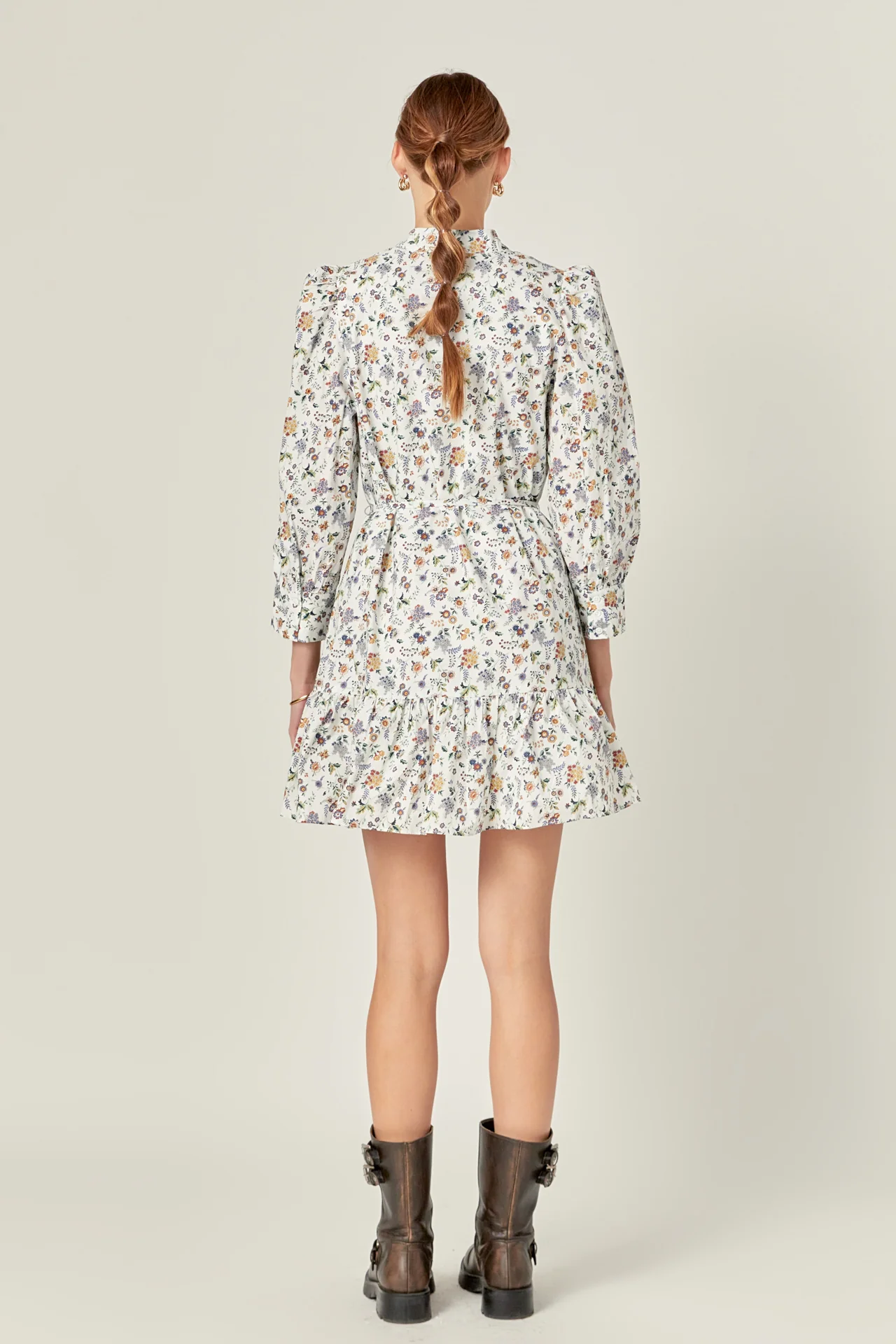Floral Print Pintuck Smock Mini Dress - Image 4