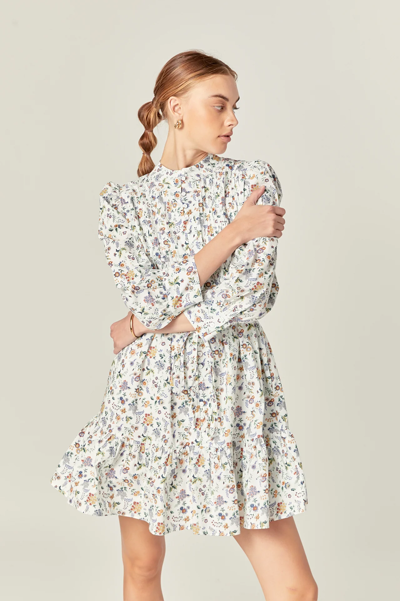 Floral Print Pintuck Smock Mini Dress - Image 5