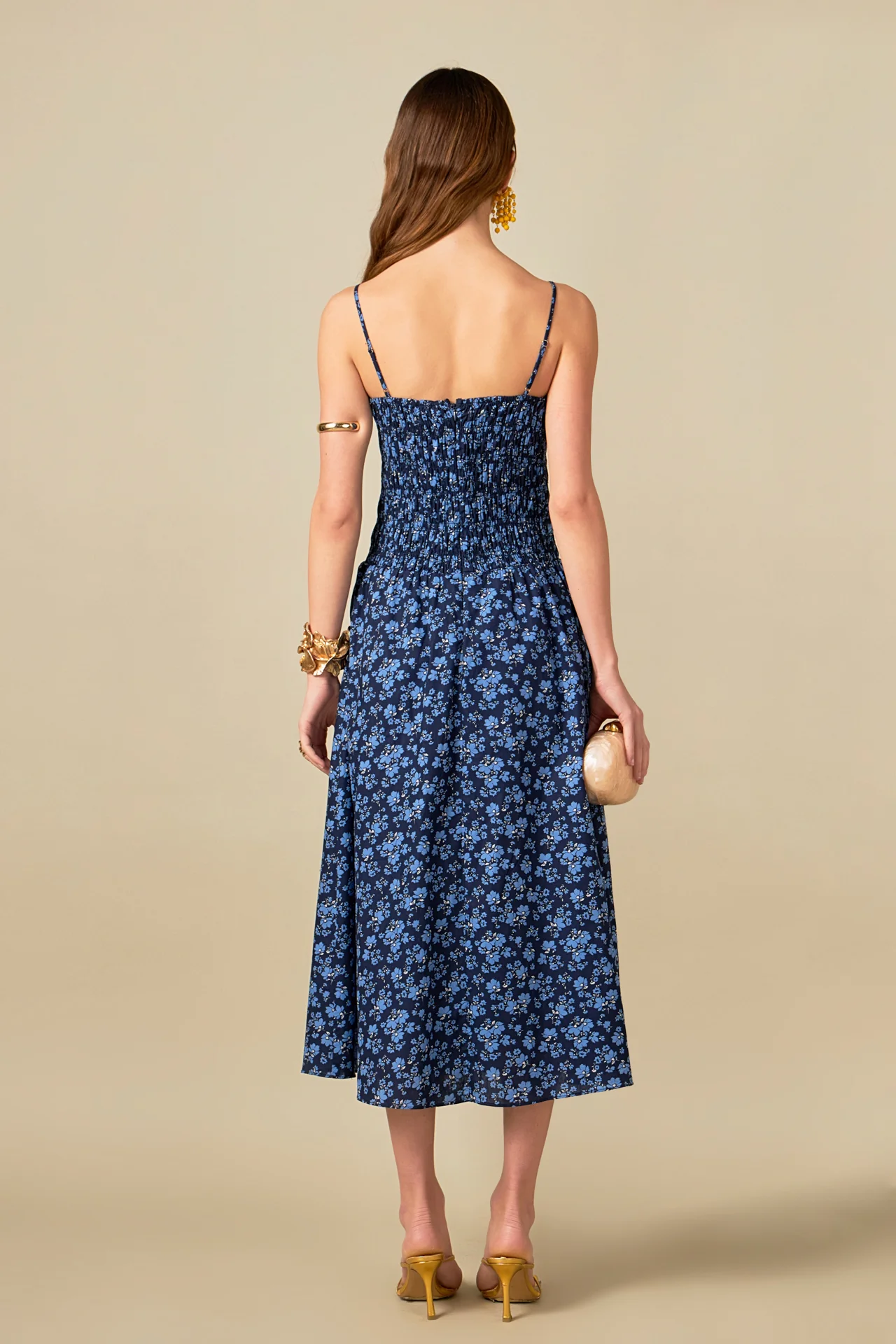 Floral Print Smocked Midi Dress - Image 4