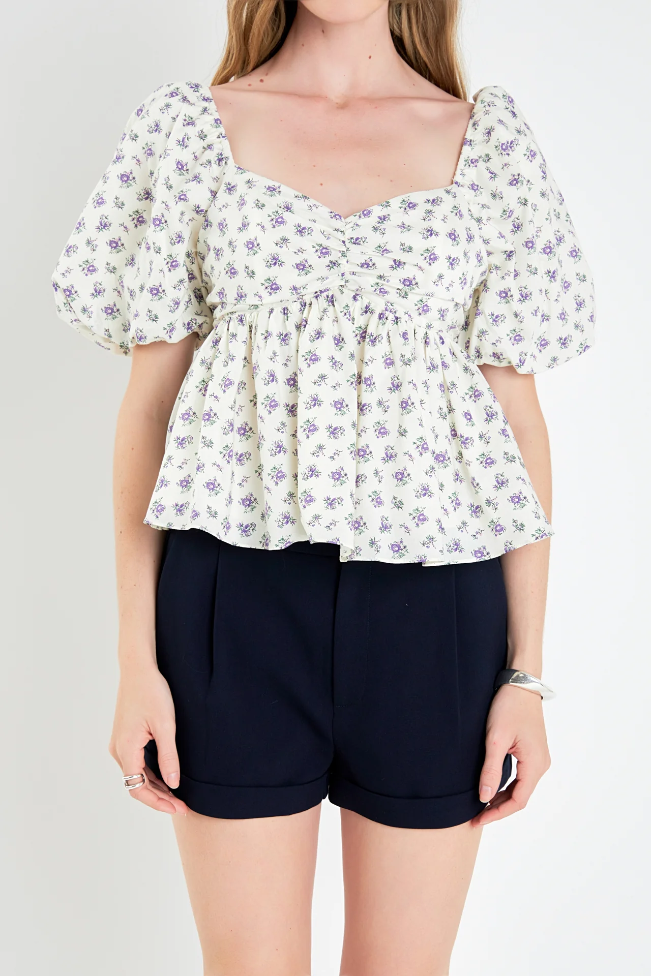 Floral Puff Sleeve Top - Image 2