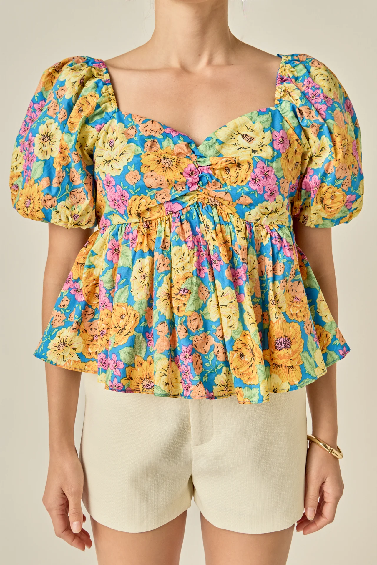 Floral Puff Sleeve Top - Image 2