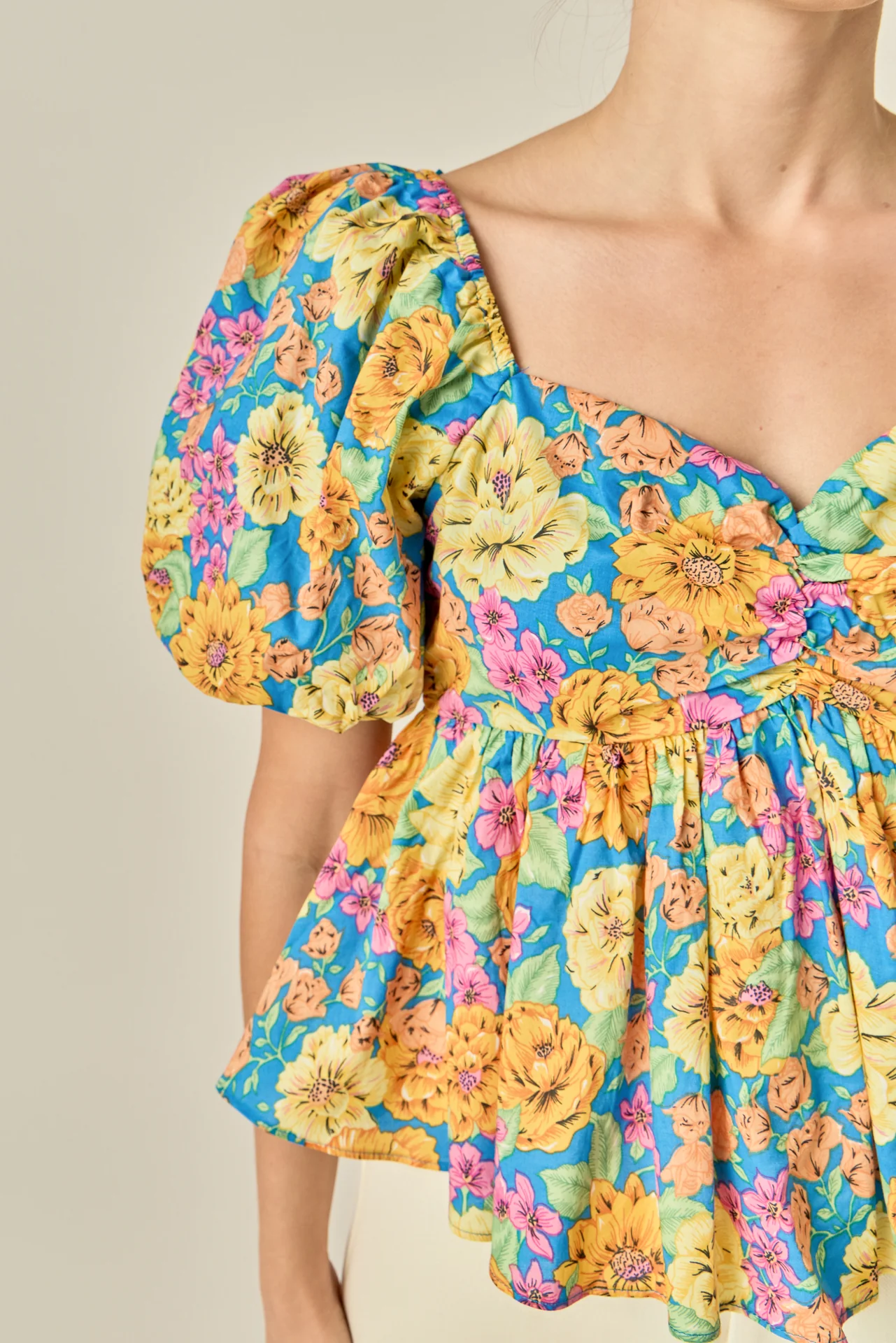 Floral Puff Sleeve Top - Image 3