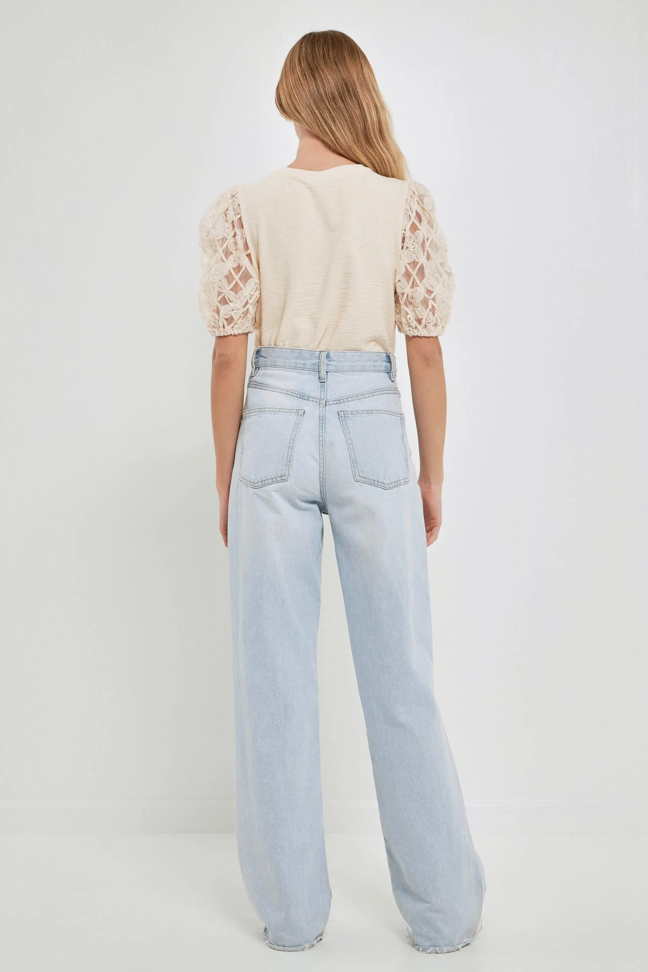 Floral Texture Sleeve Top - Image 11
