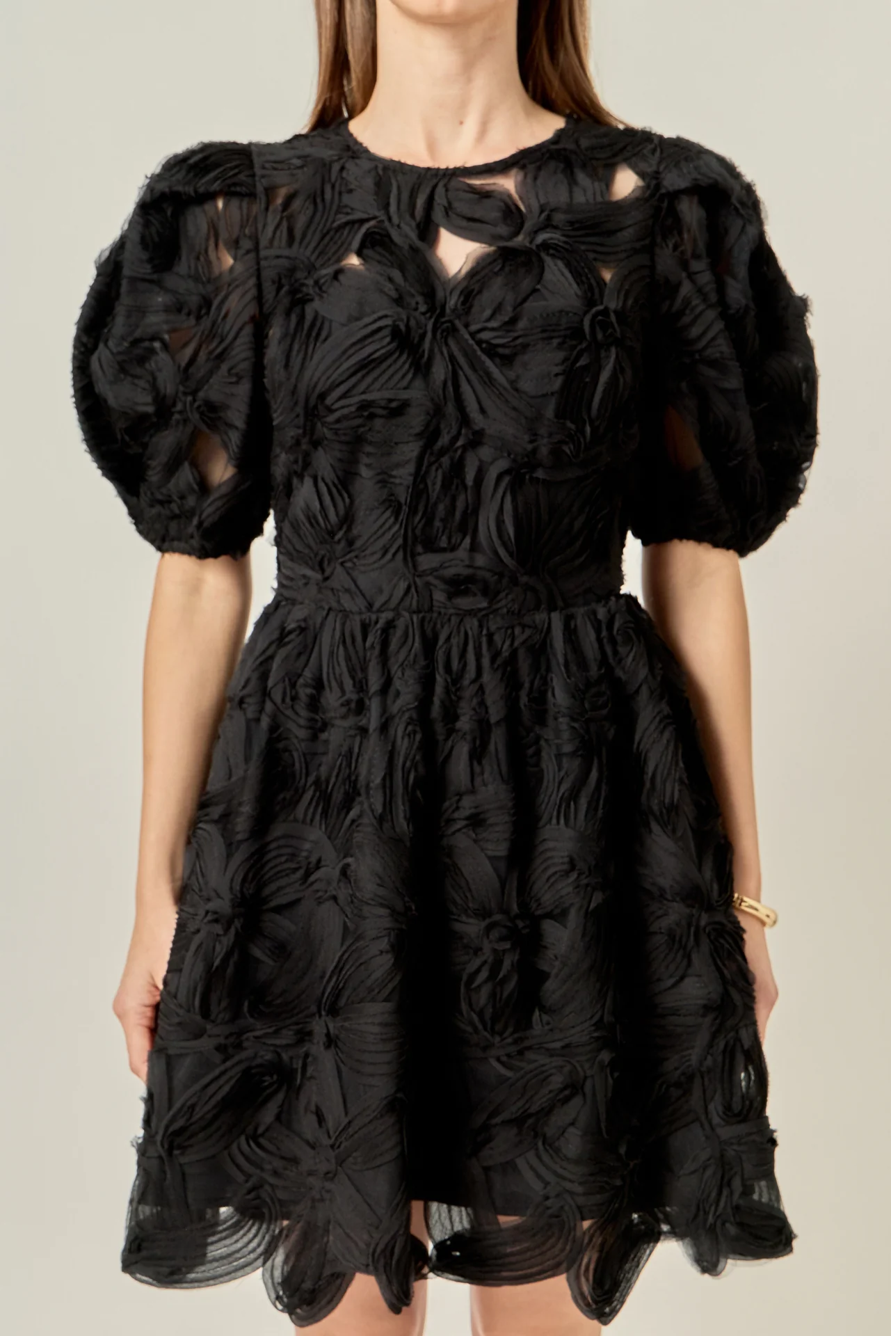 Flower Embellished Mini Dress - Image 2