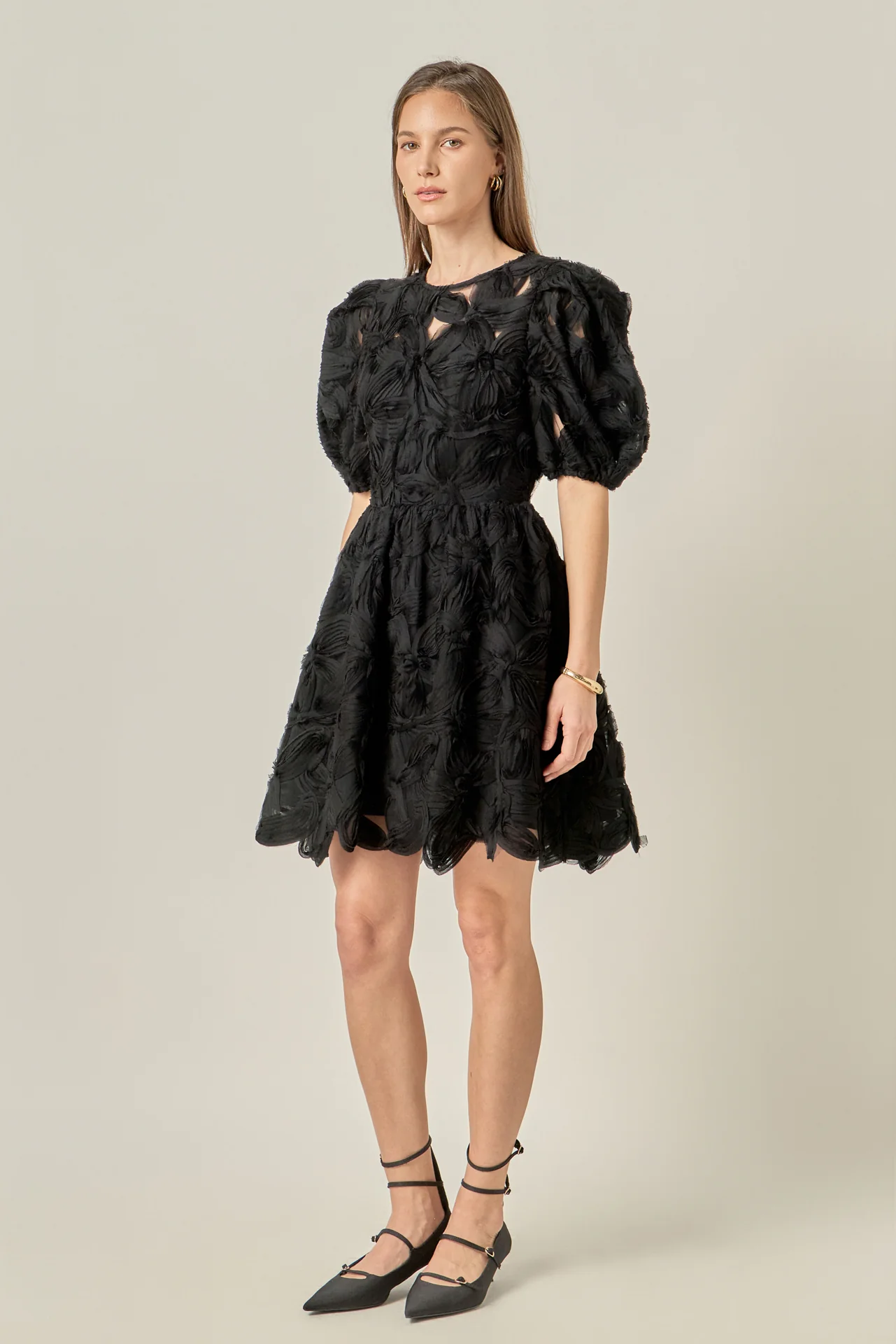 Flower Embellished Mini Dress - Image 4