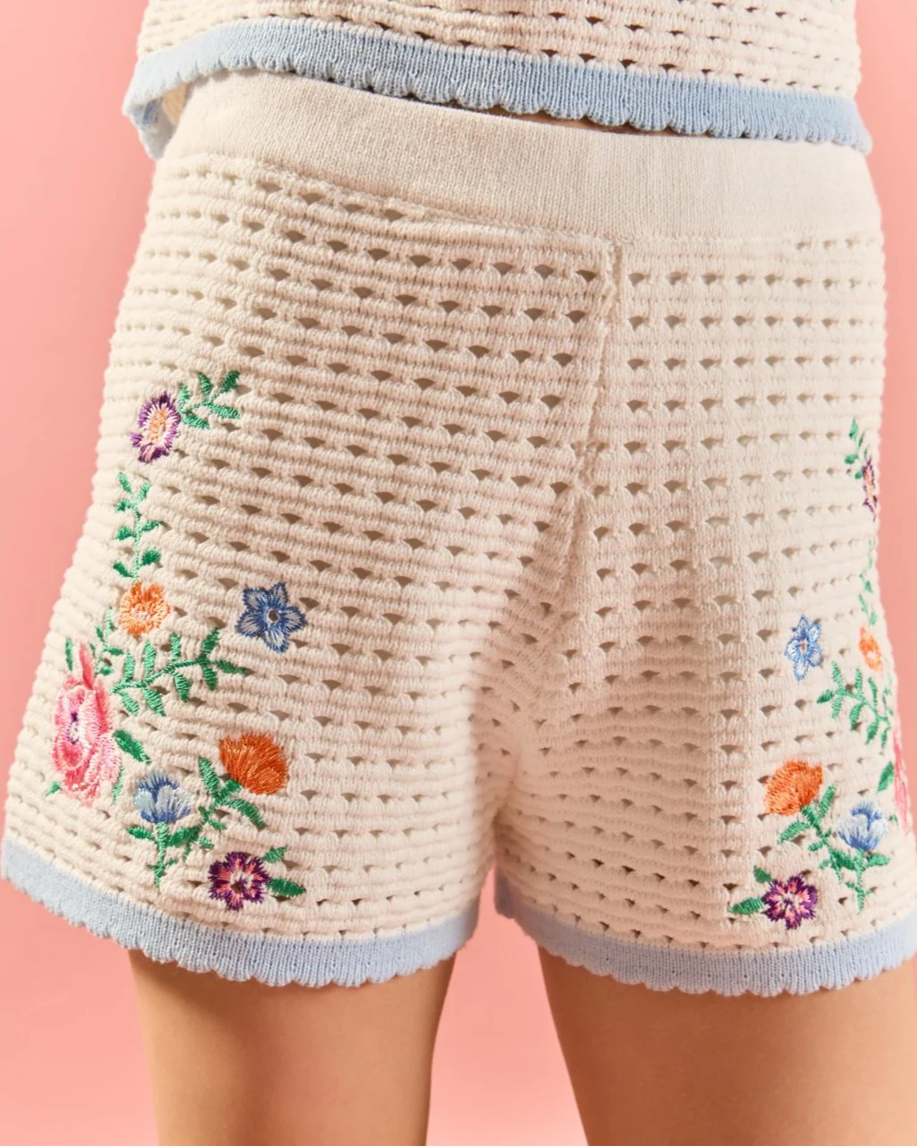 Floral Embroidered Crochet Shorts - Image 10