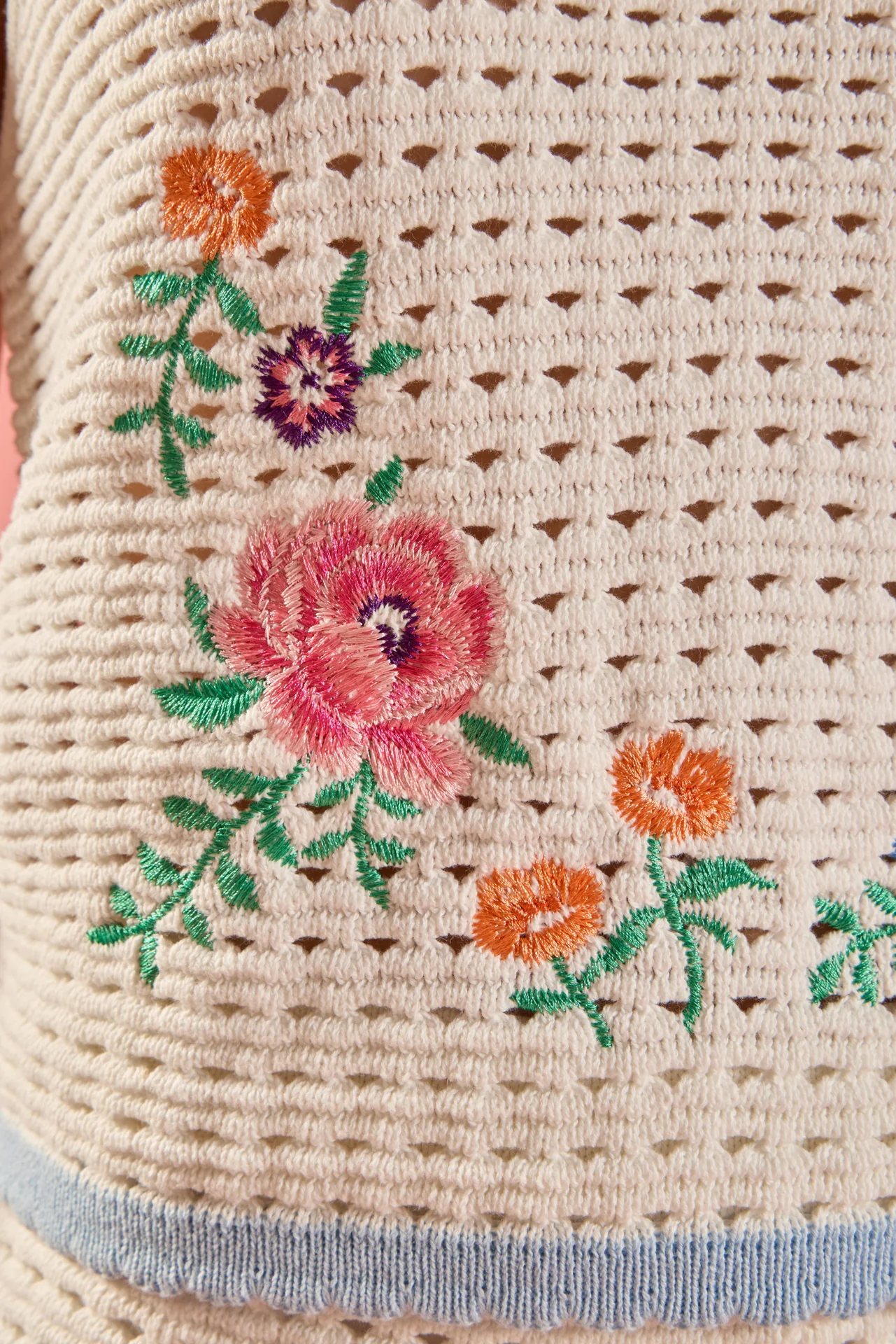 Floral Embroidered Crochet Top - Image 3