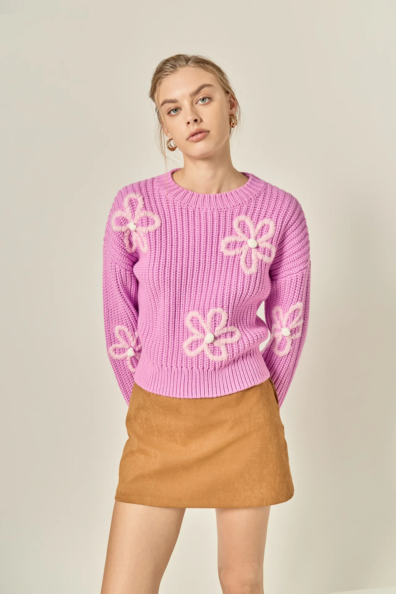 Flower Embroidery Knit Top - Image 6