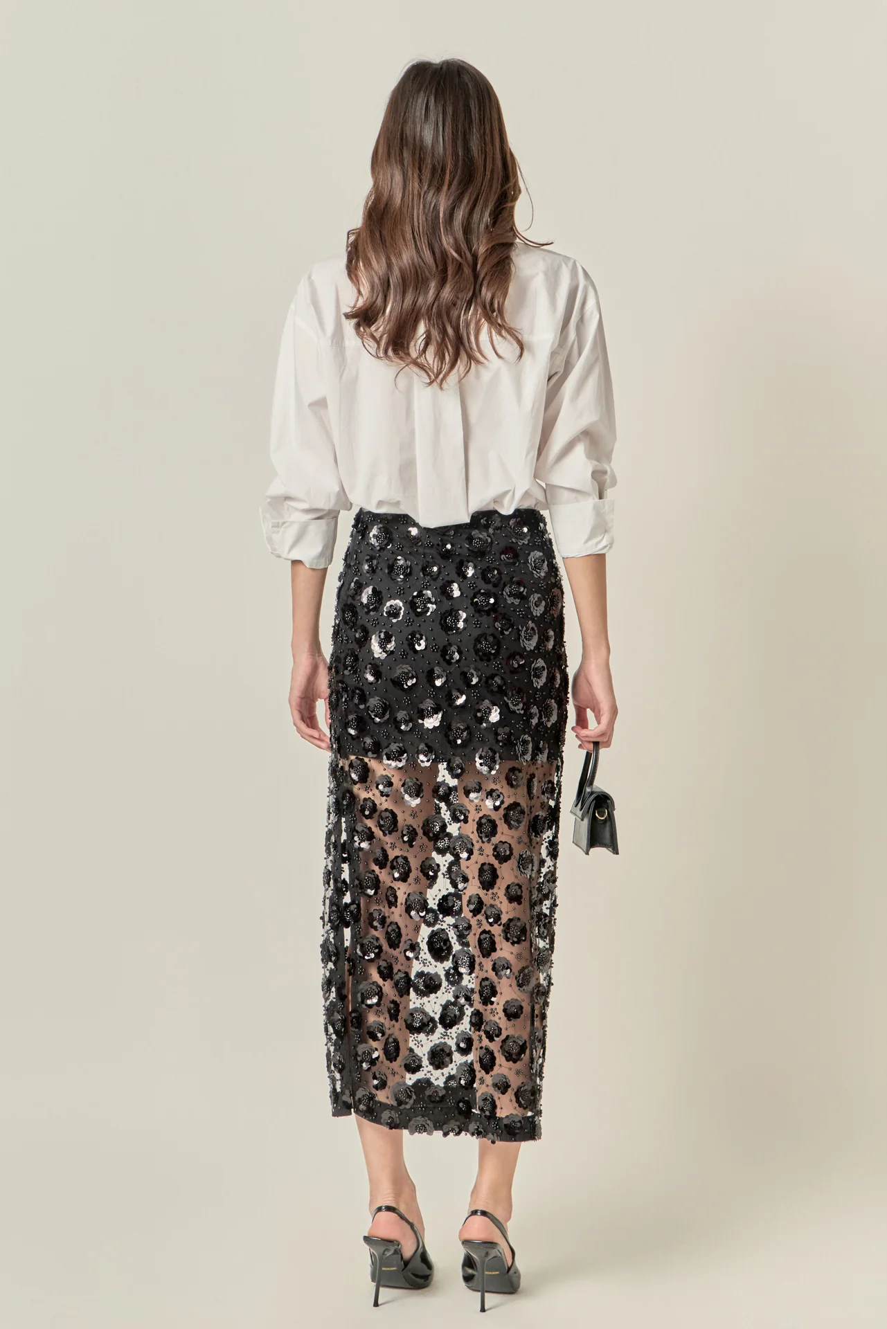 Flower Sequin Sheer Midi Skirt - Image 10