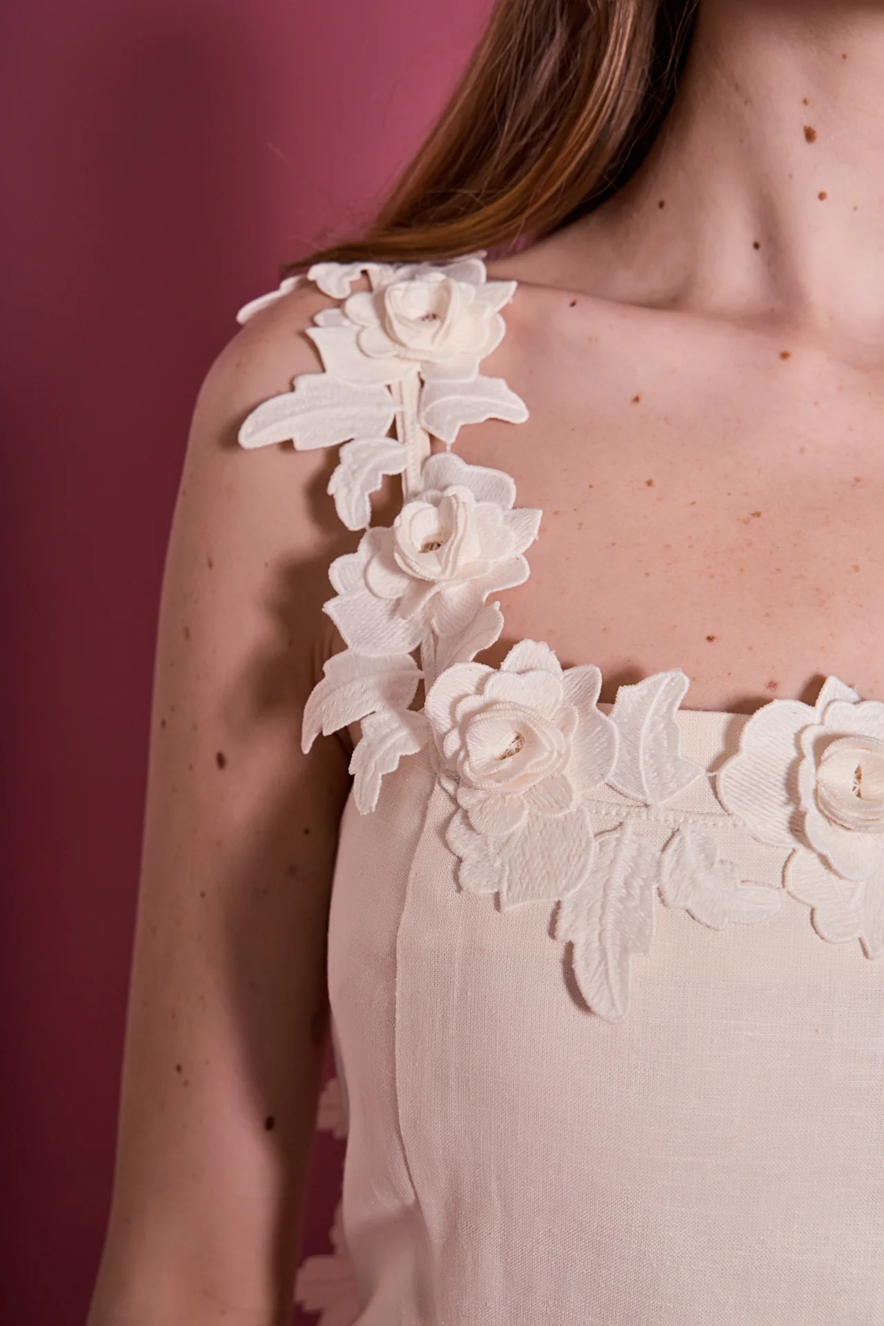 Floral Strap Linen Midi Dress - Image 3