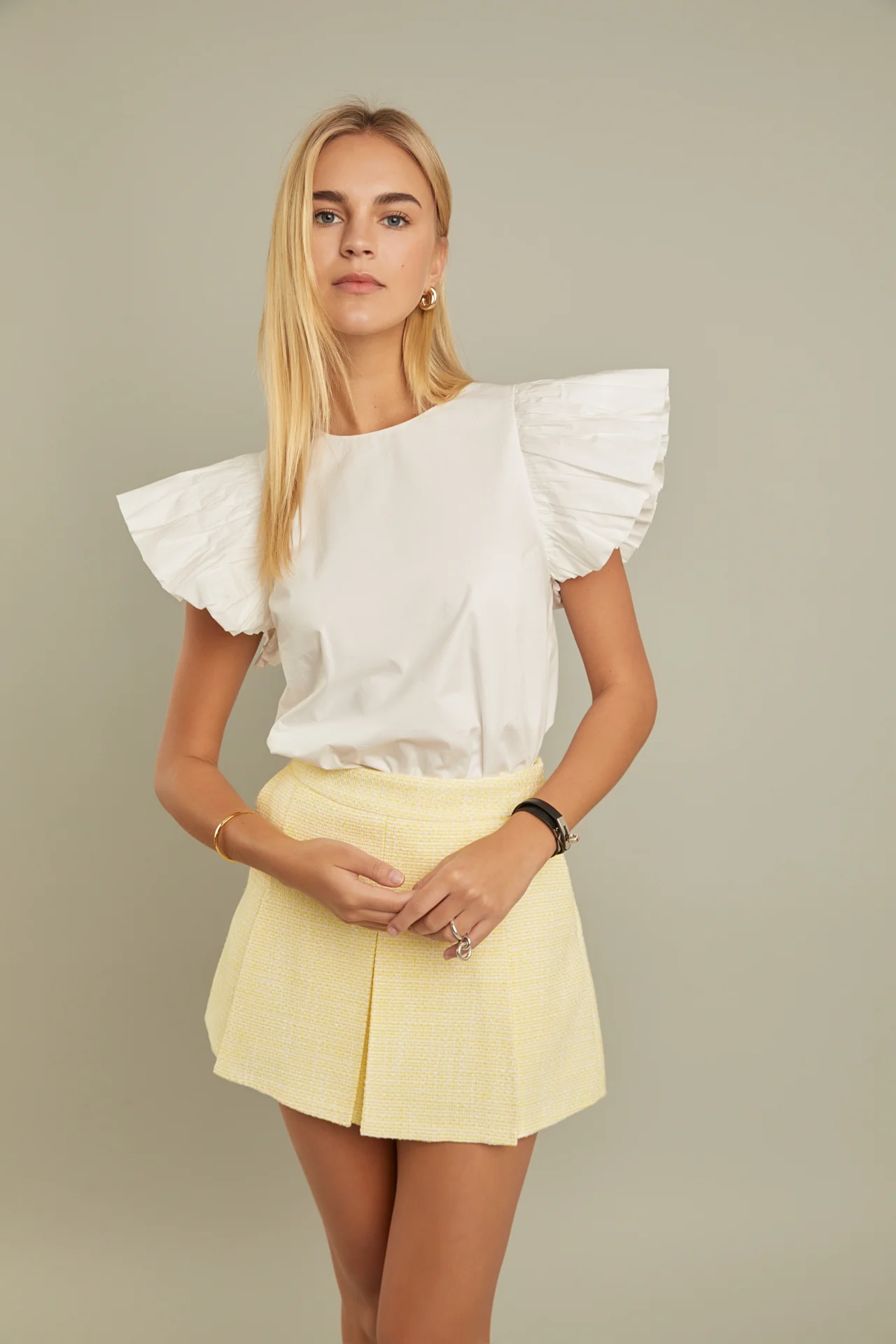 Folded Ruffle Sleeve Top - Image 5
