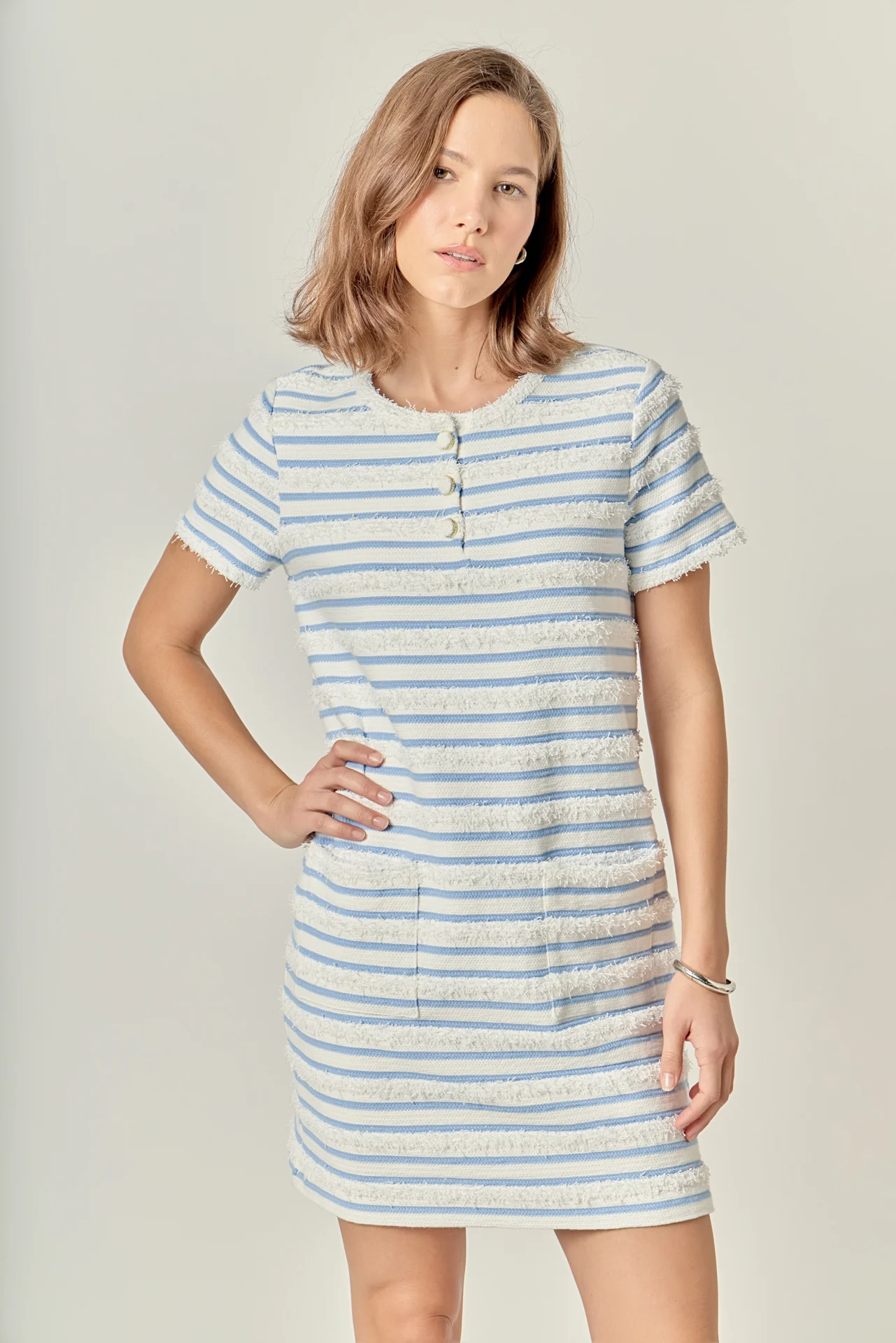 Fringed Striped Polo Mini Dress - Image 5