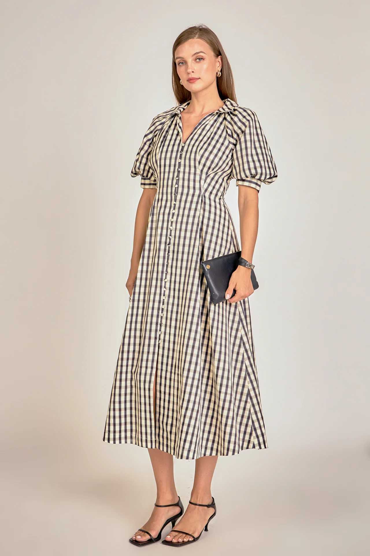 Gingham Check Midi Dress - Image 10