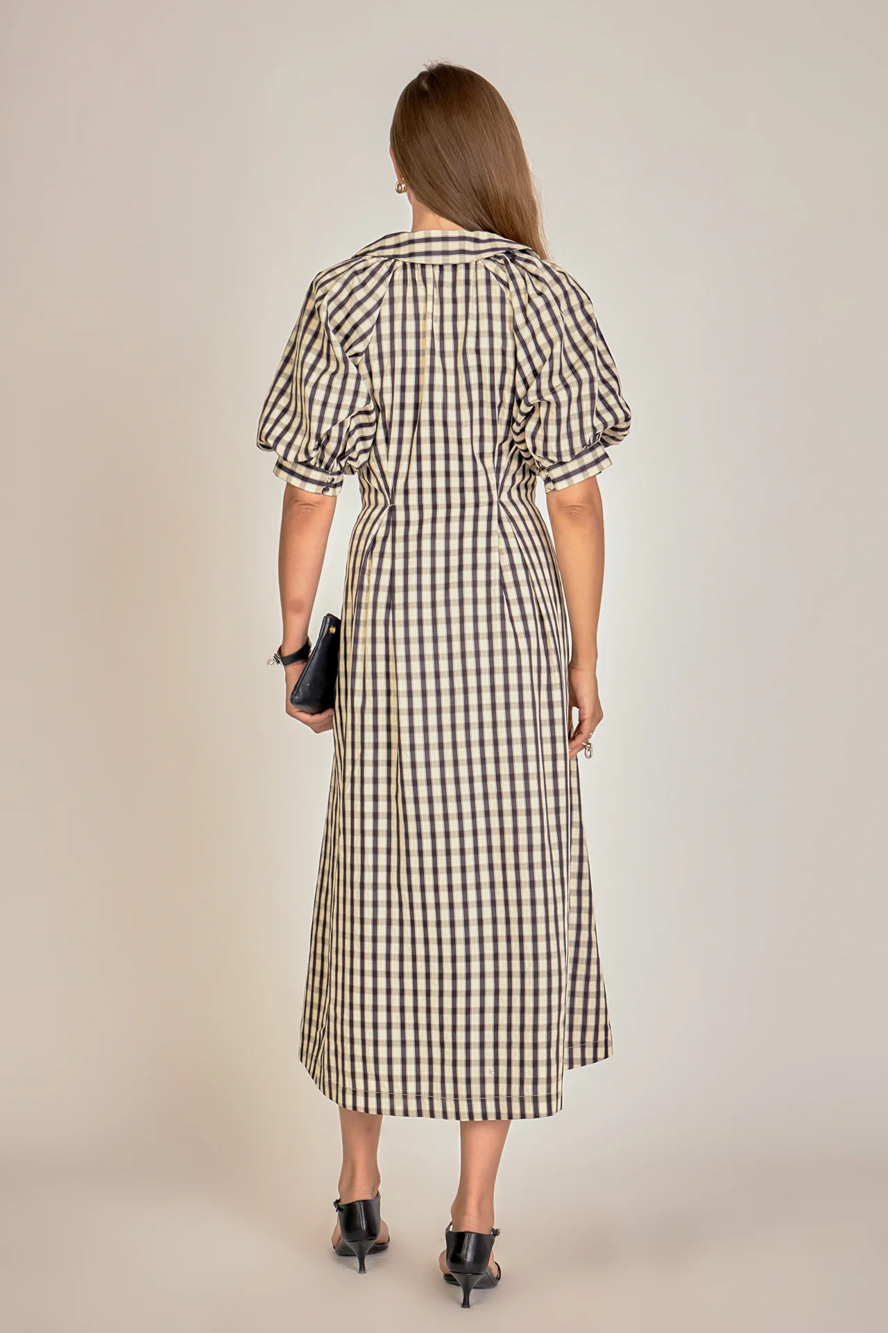 Gingham Check Midi Dress - Image 11