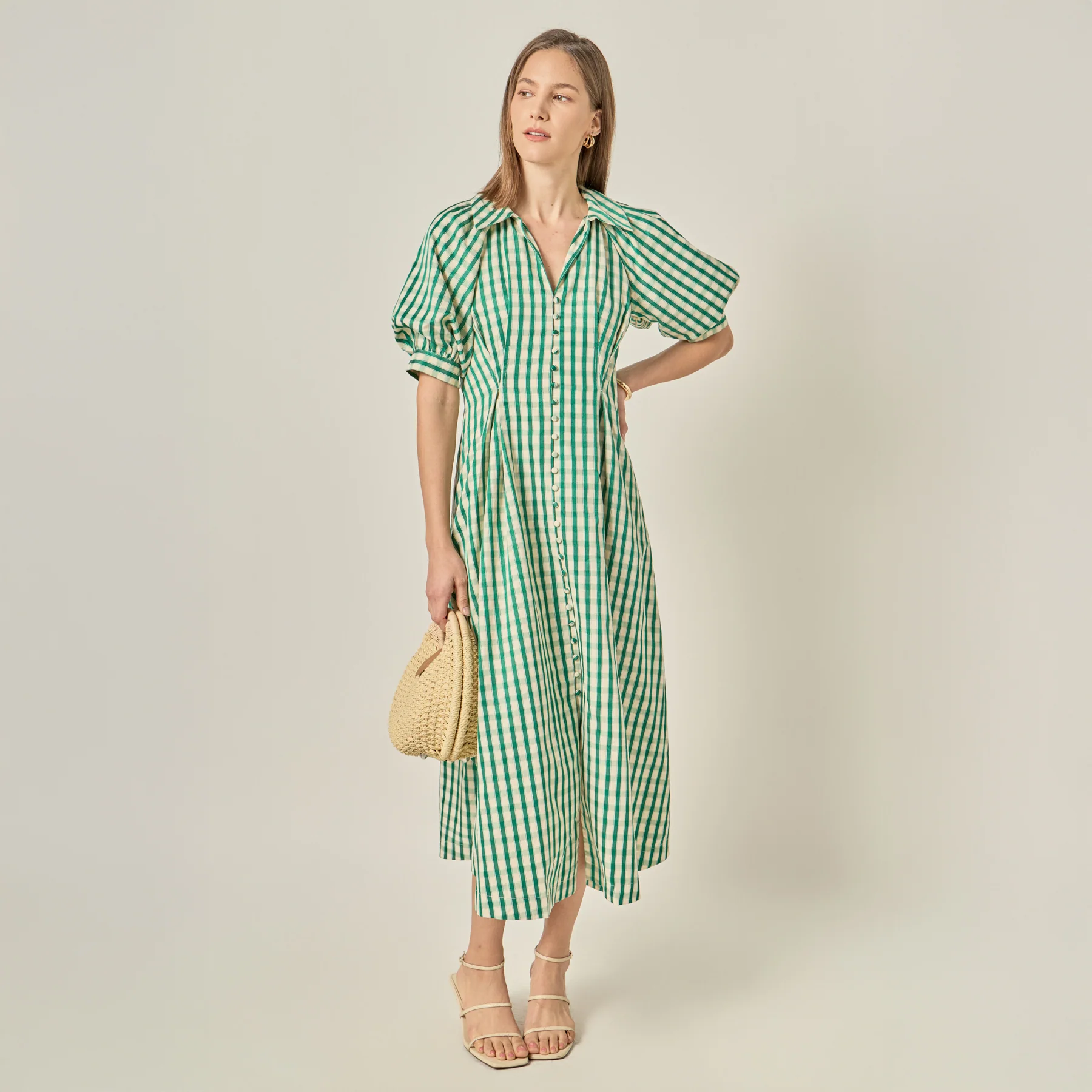 Gingham Check Midi Dress - Image 7