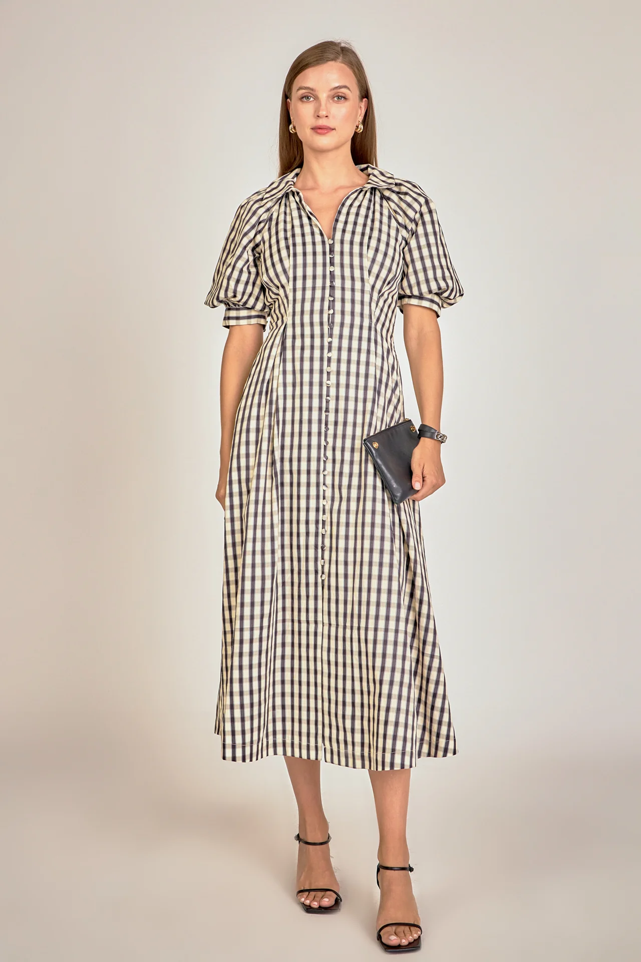 Gingham Check Midi Dress - Image 8