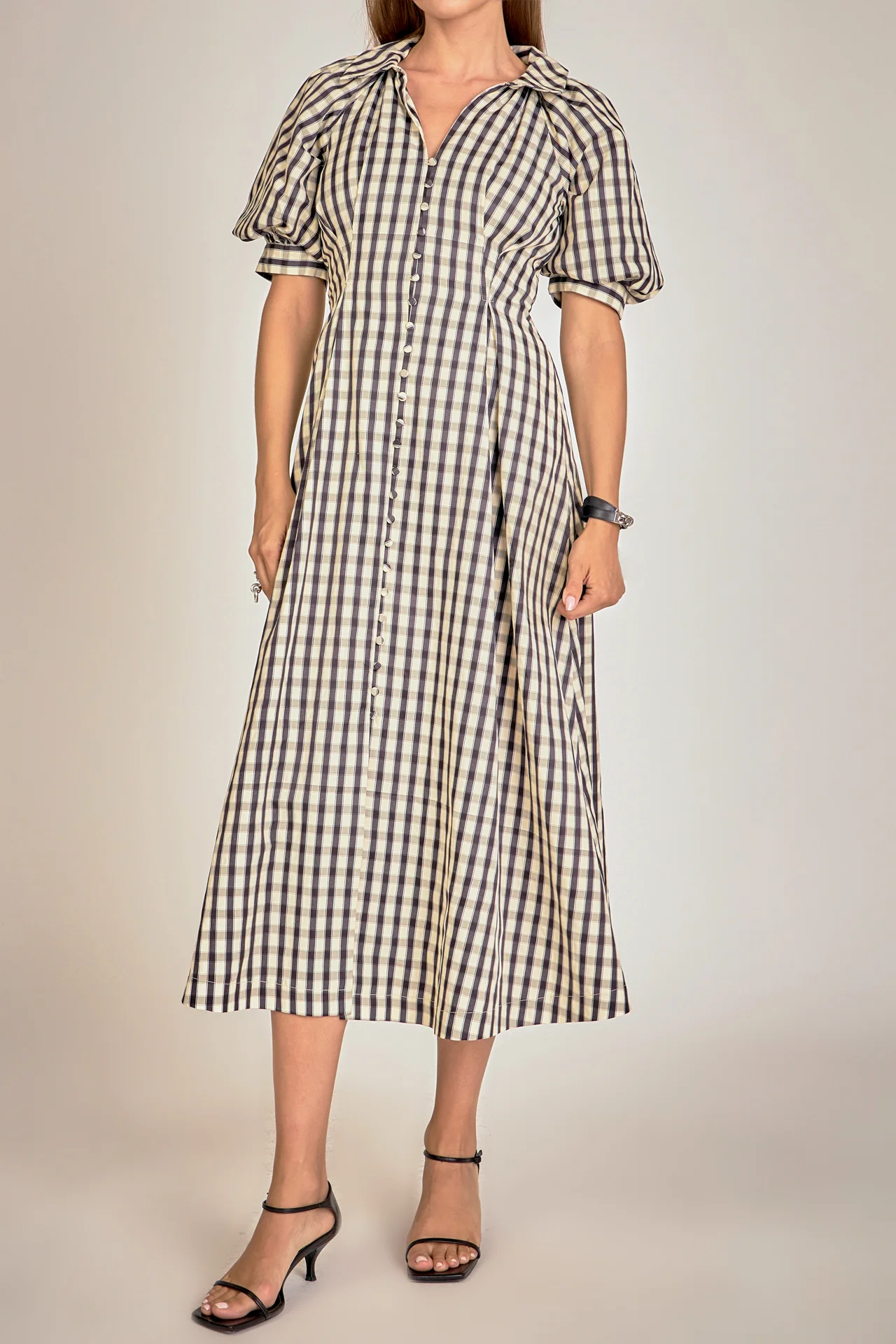 Gingham Check Midi Dress - Image 9