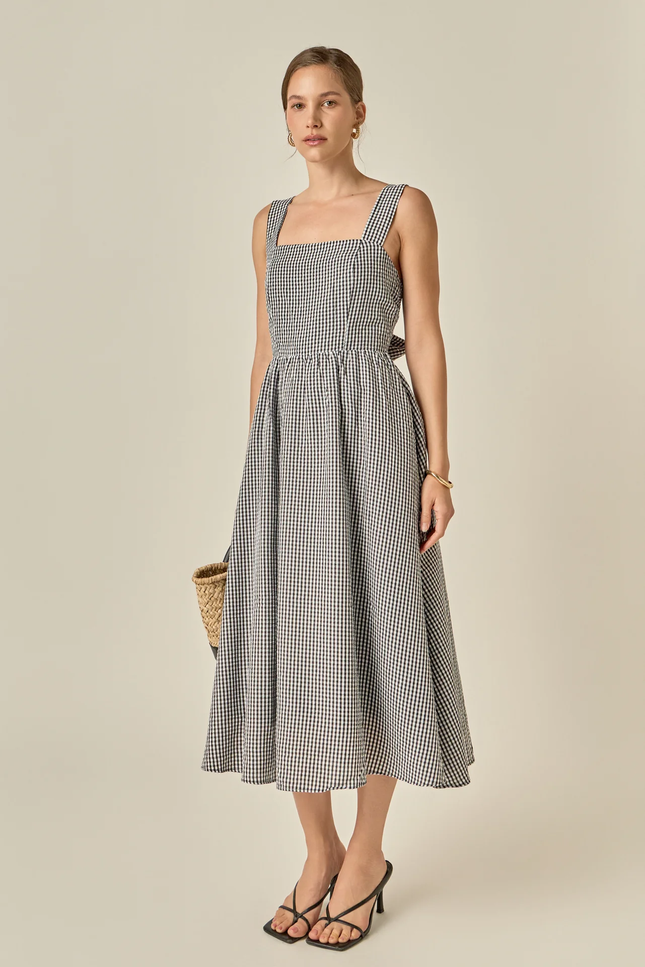 Gingham Check Square Neck Dress - Image 11