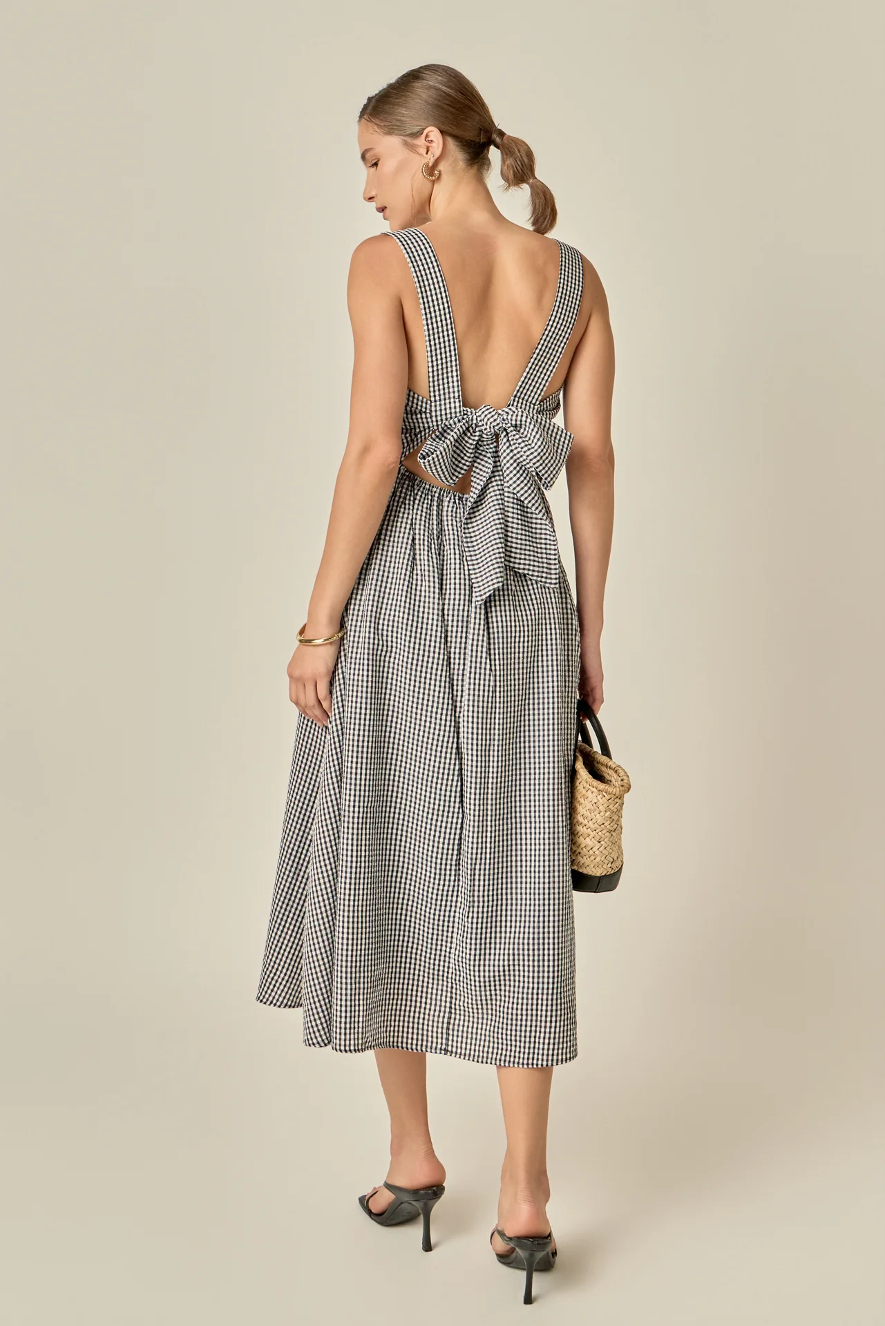 Gingham Check Square Neck Dress - Image 12